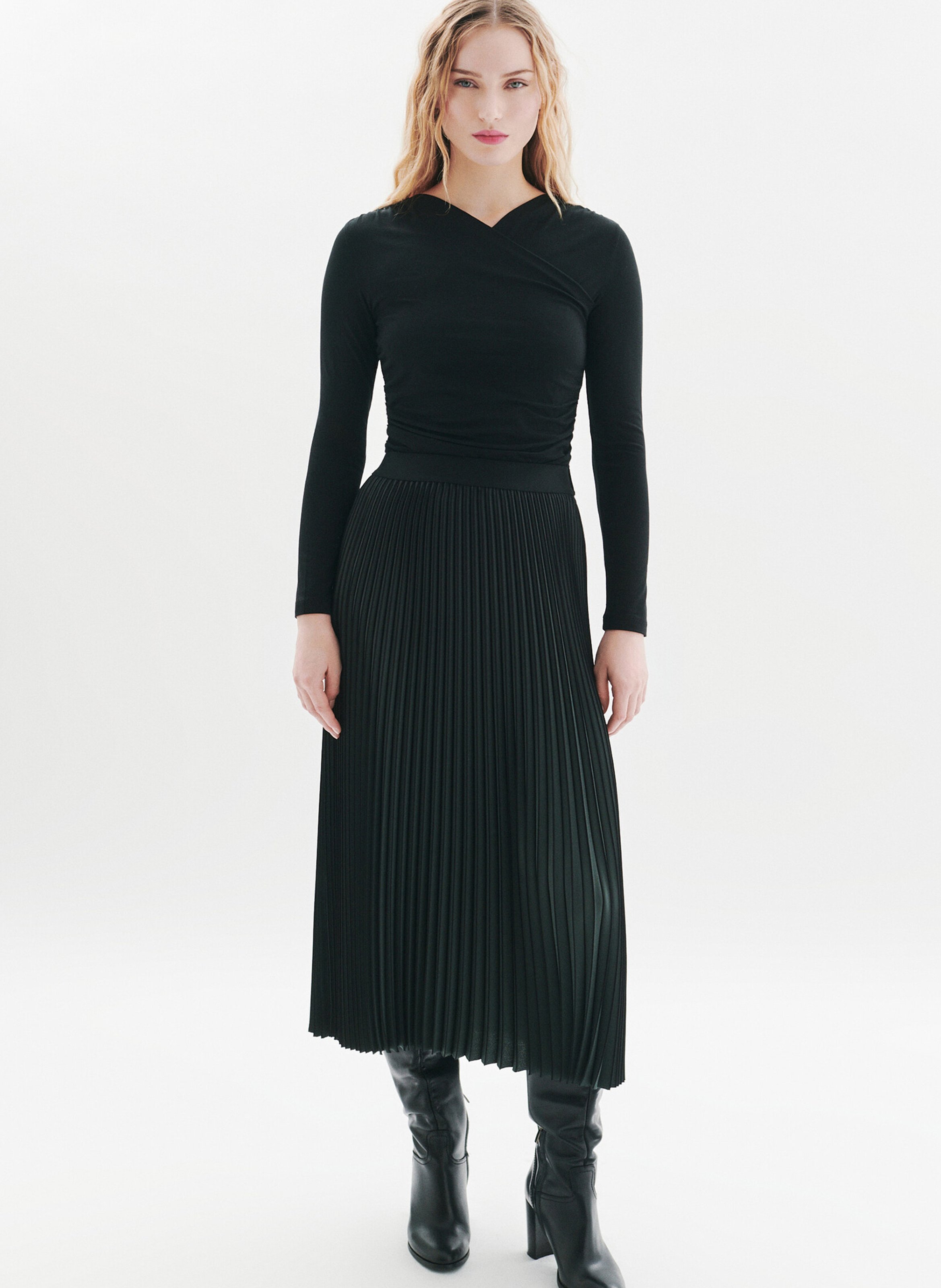 Straight pleated skirt CAROLL Green