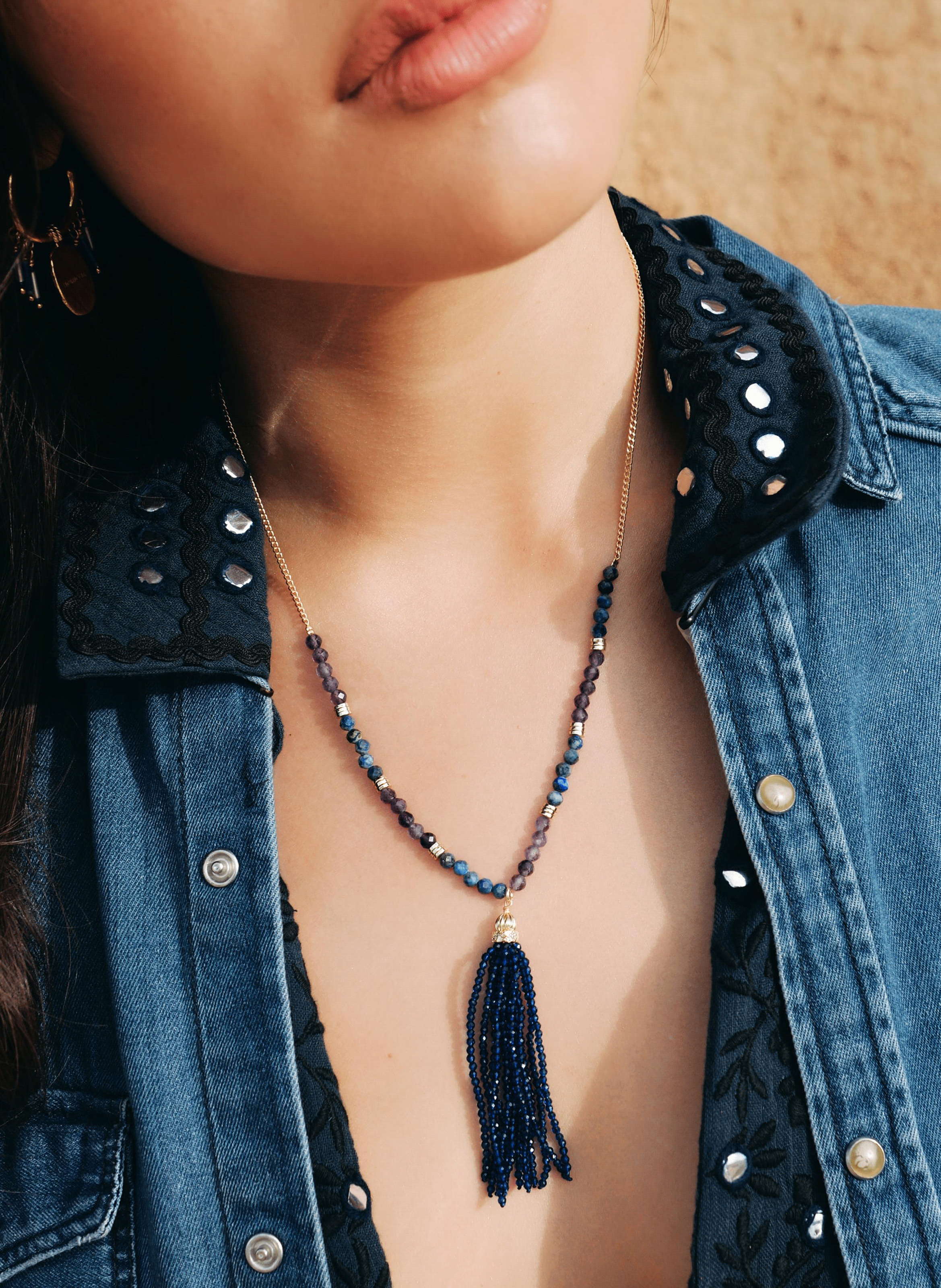 Chain necklace with pearl pendant HIPANEMA Blue