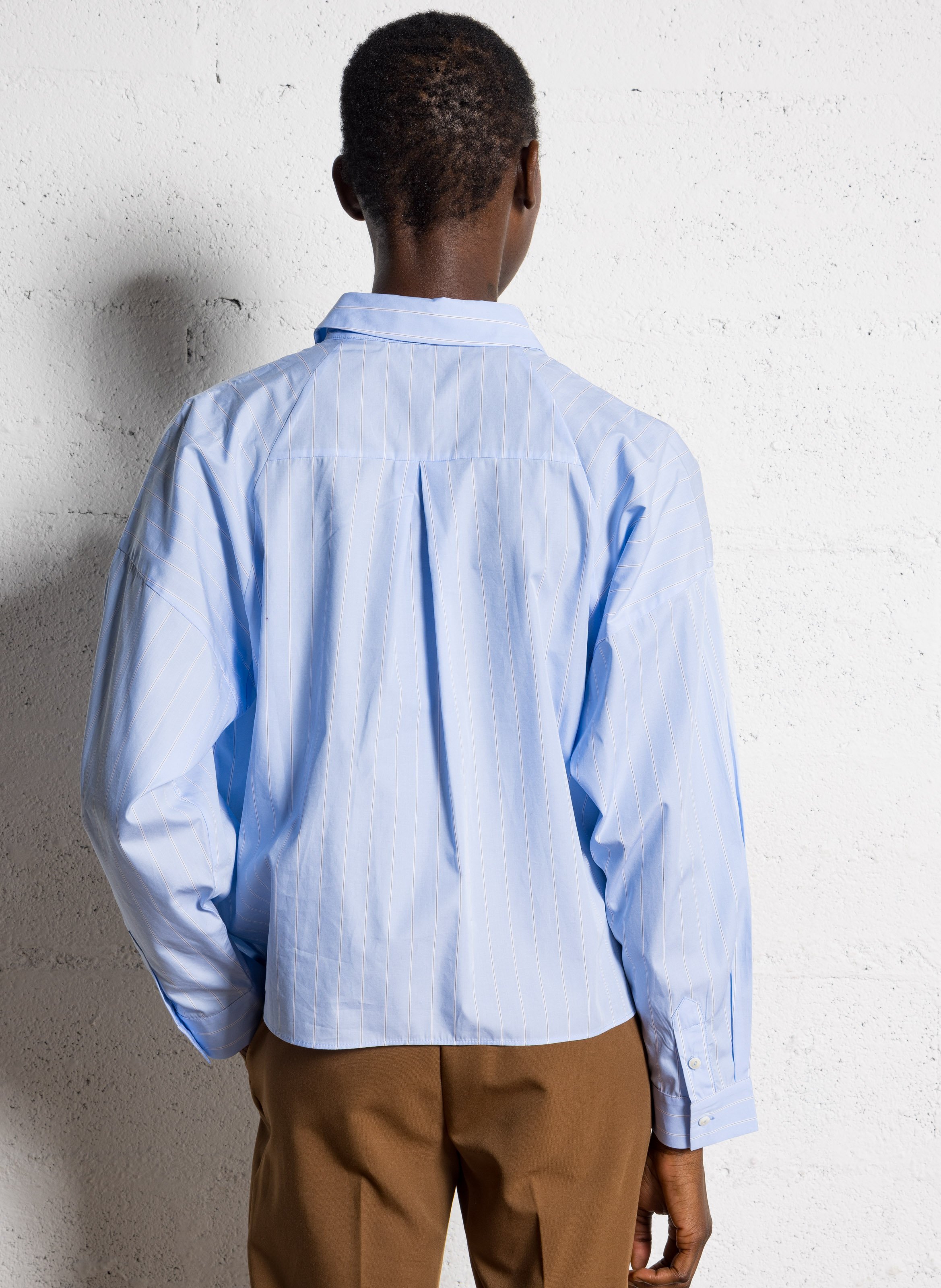 Loose-fit striped cotton shirt BELLEPIECE Blue