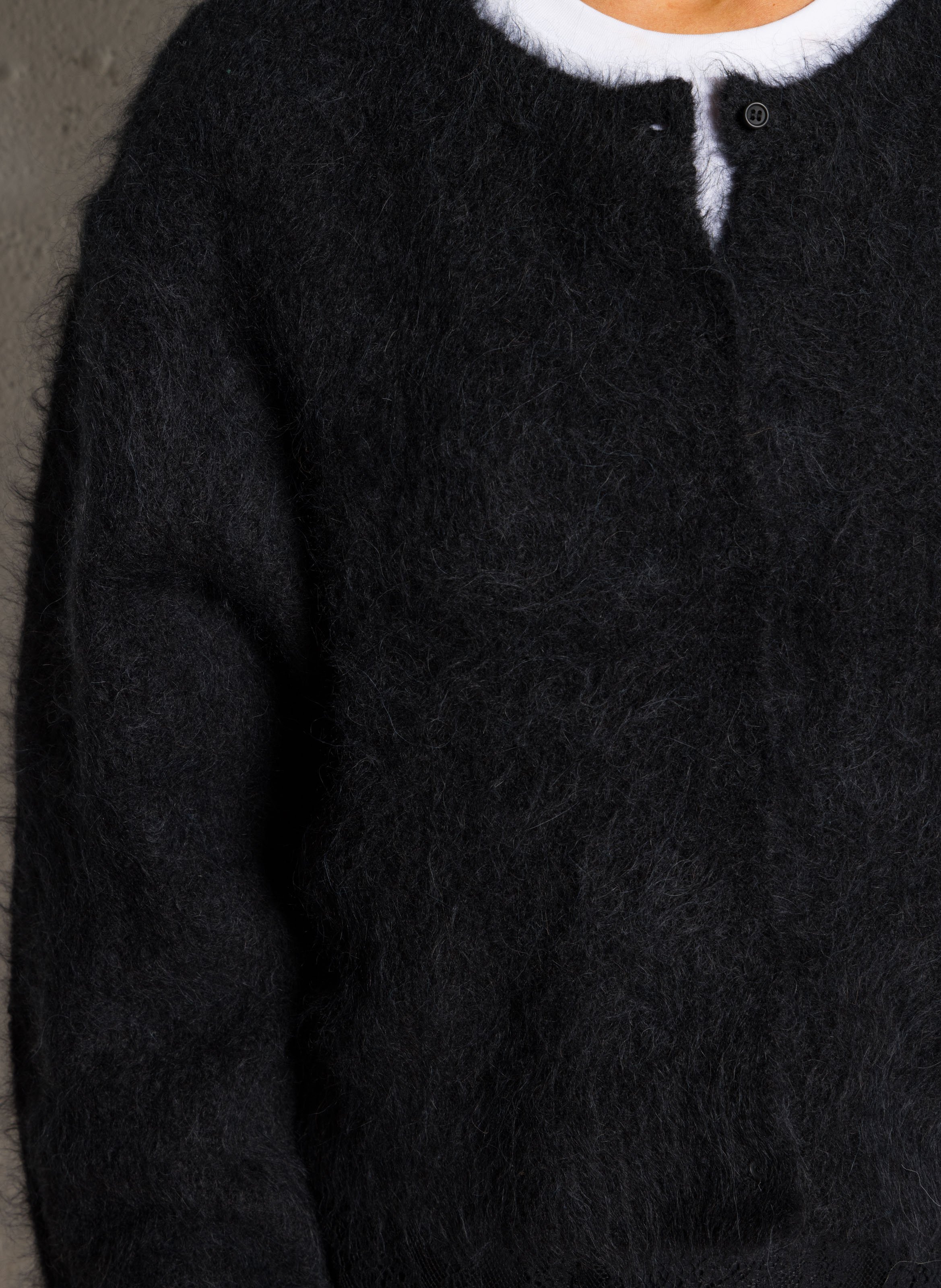 Straight round-neck wool-blend cardigan AMERICAN VINTAGE Black