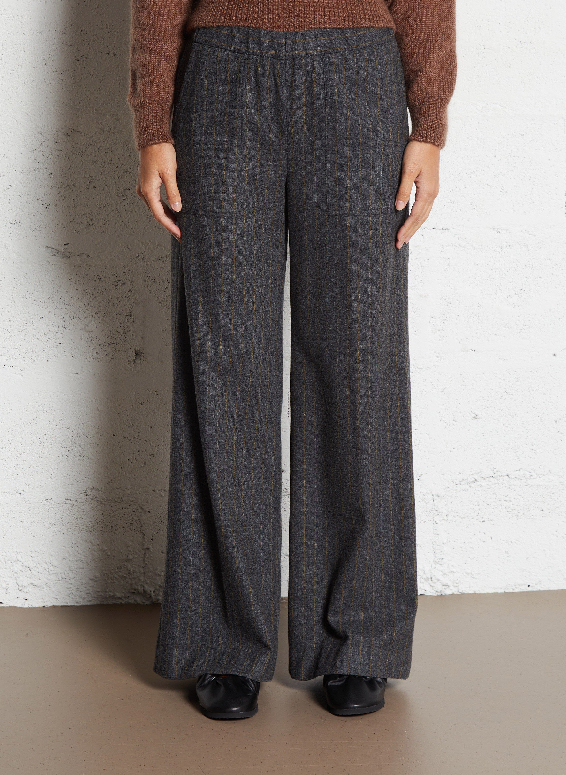 Wide leg wool blend trousers DIEGA Yellow