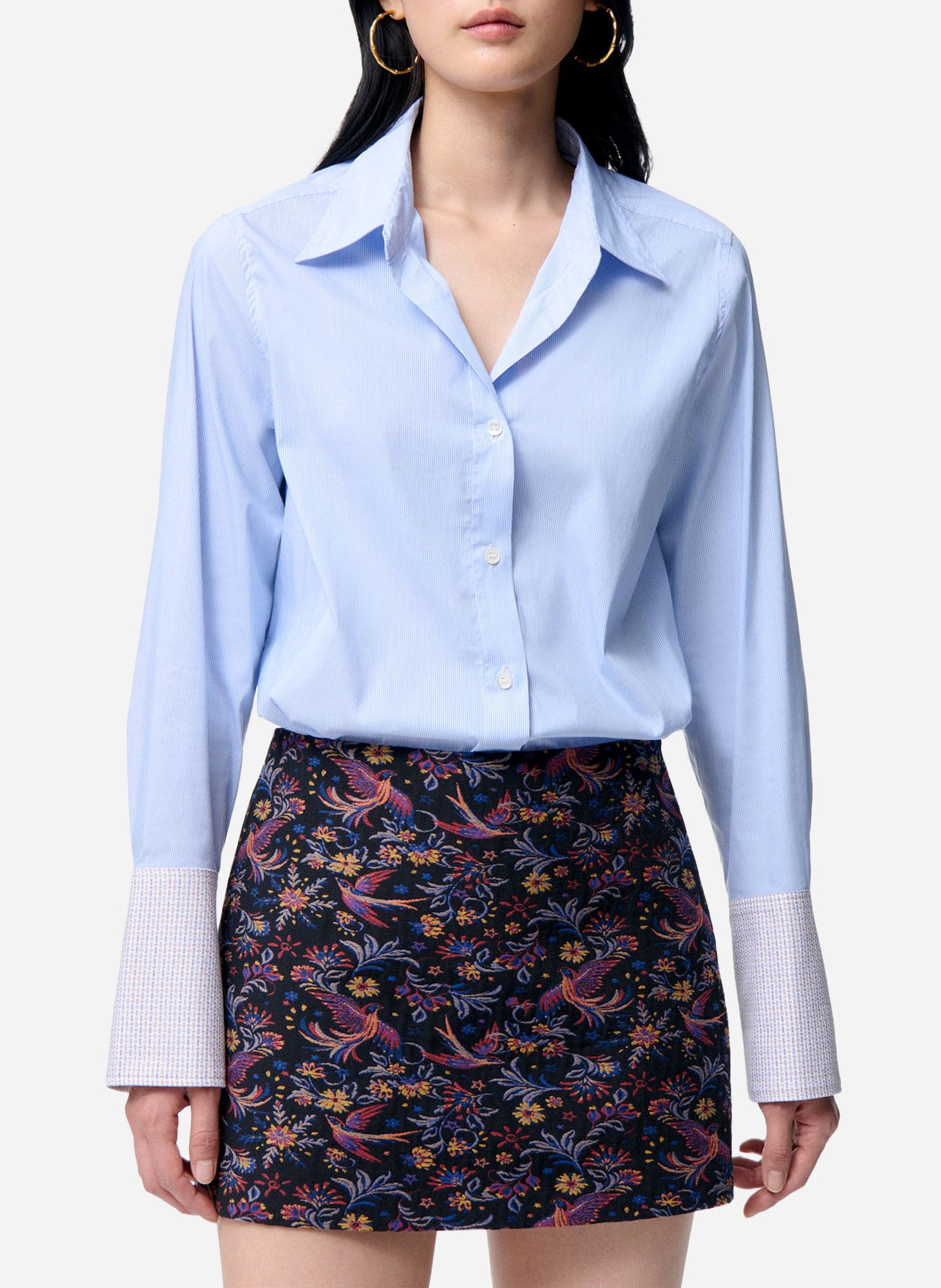 Jupe courte à motif floral en coton mélangé VANESSA BRUNO Multicolore