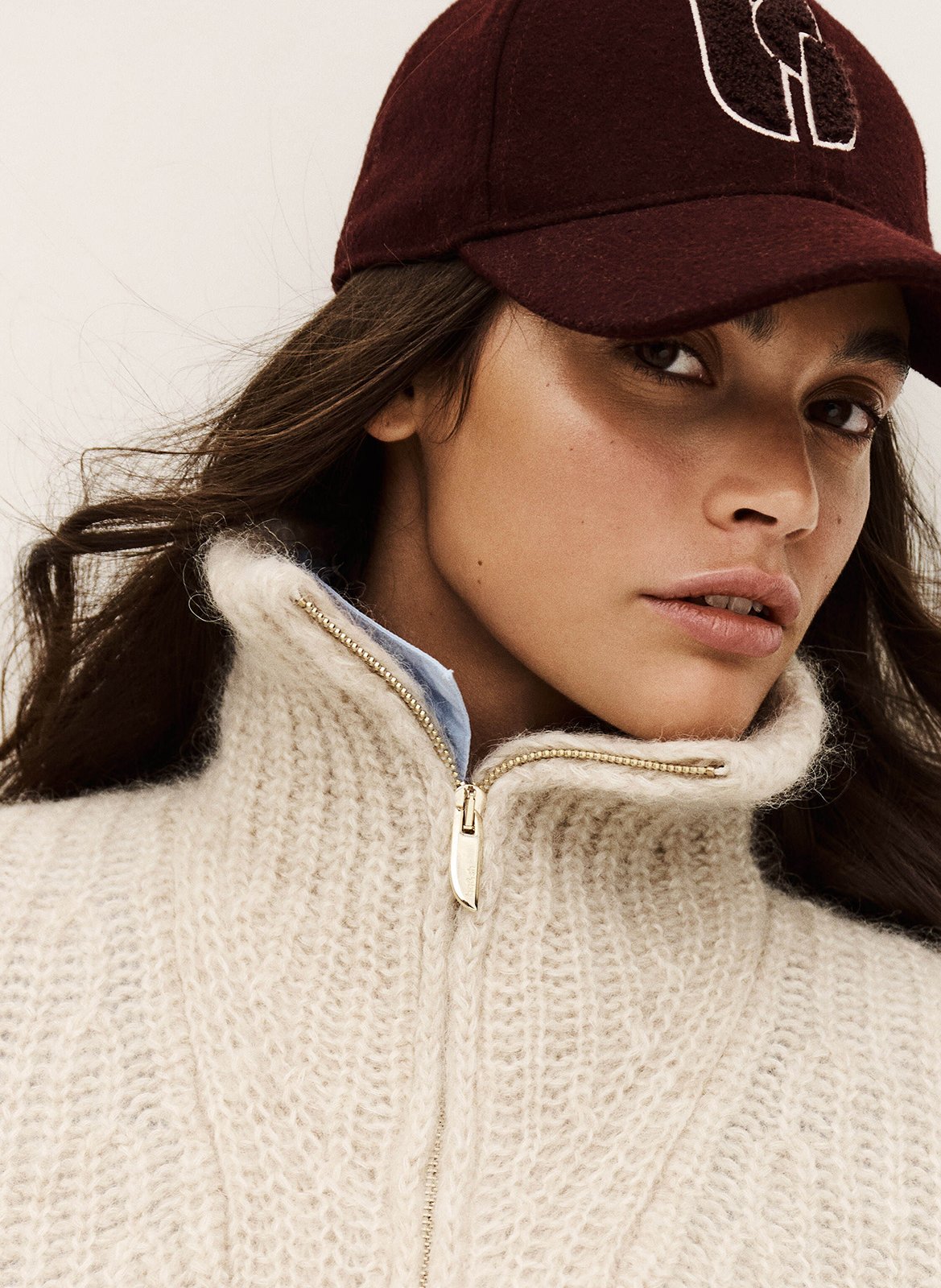 Trui met schipperskraag - wolblend BA&SH Beige