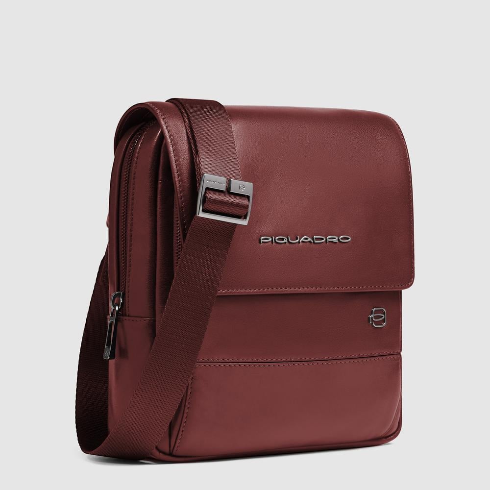 Men's flapover leather iPad® bag with RFID protection PIQUADRO Brown