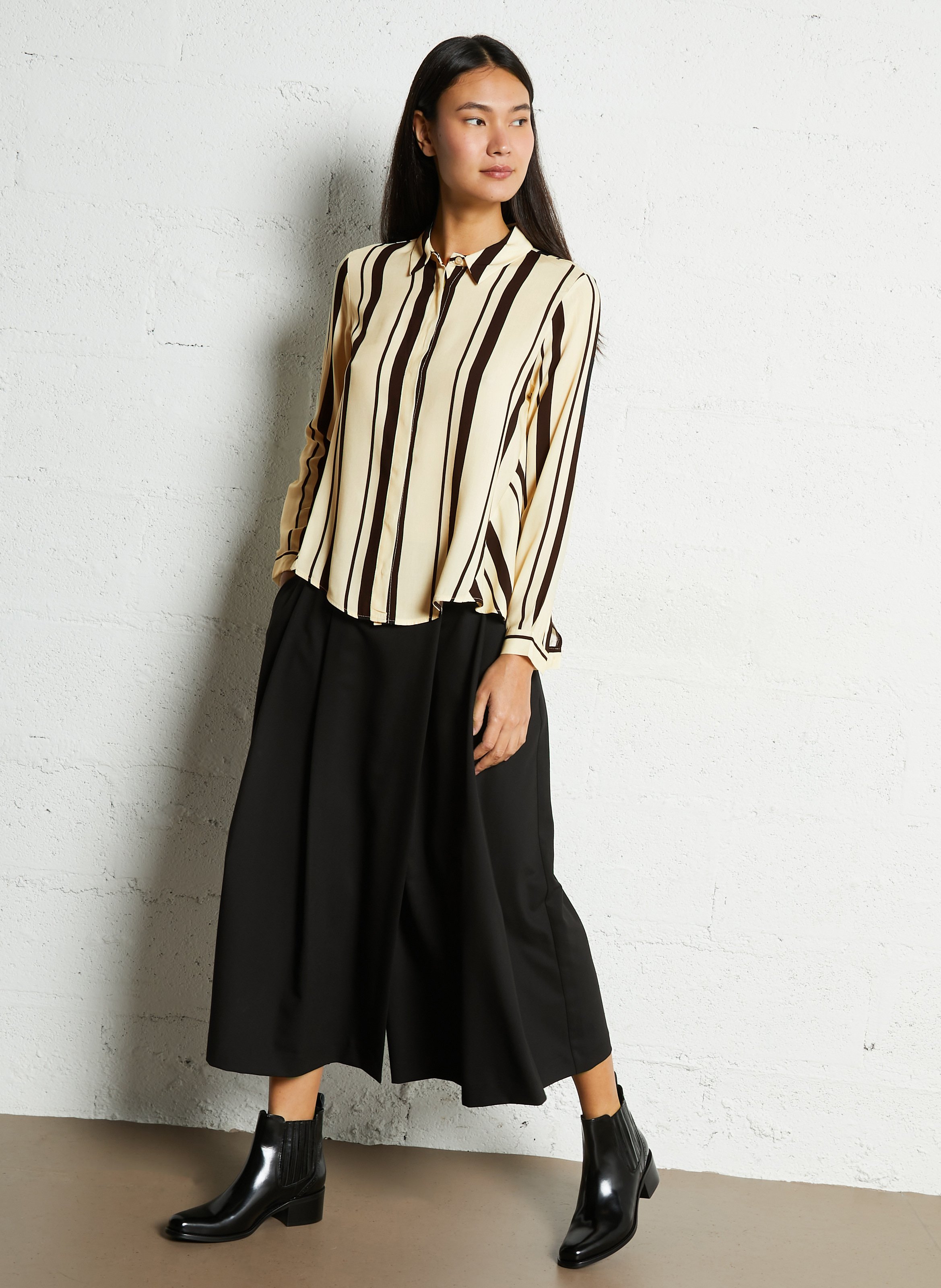 Bermuda jupe culotte à pinces uni  IMPERIAL Noir