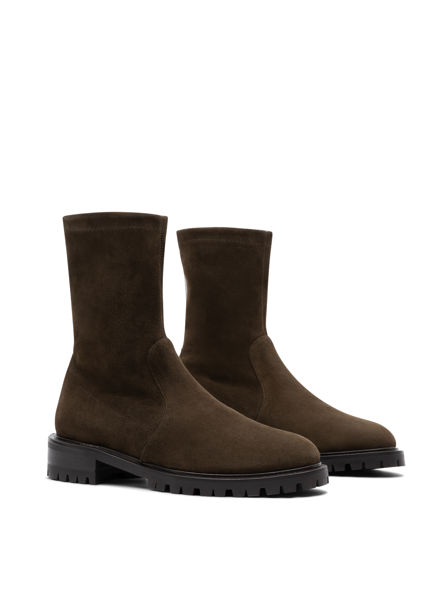 Khaki stretch calfskin ankle boots PARALLELE PARIS Khaki