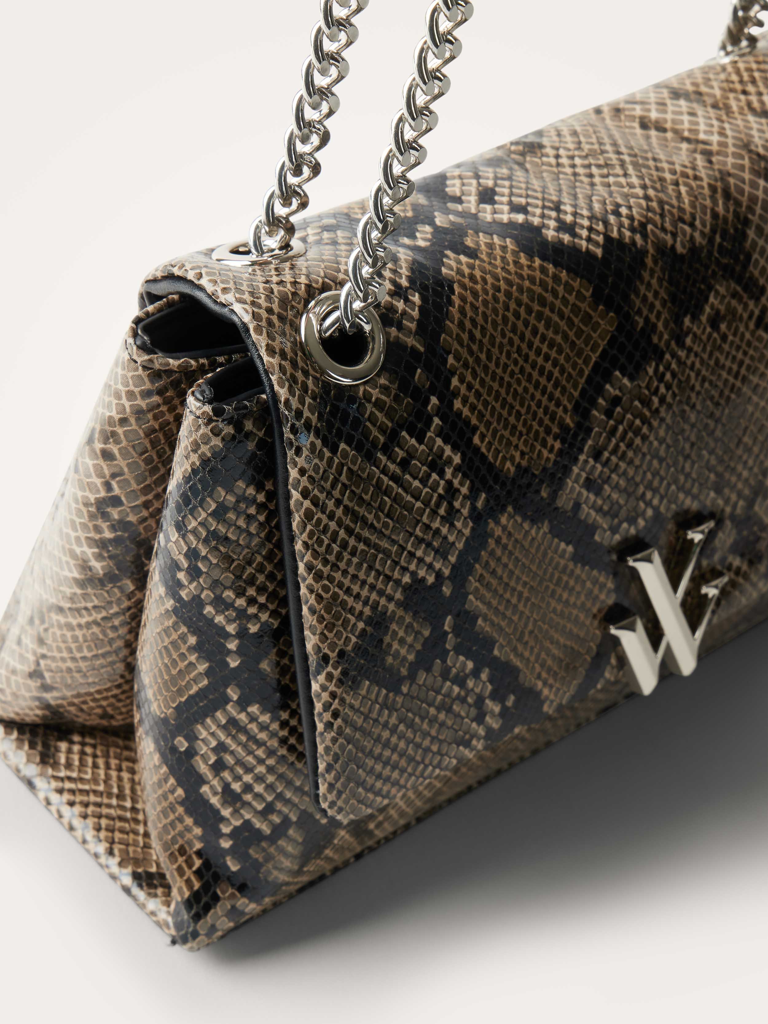 Sac à main imprimé python Gris