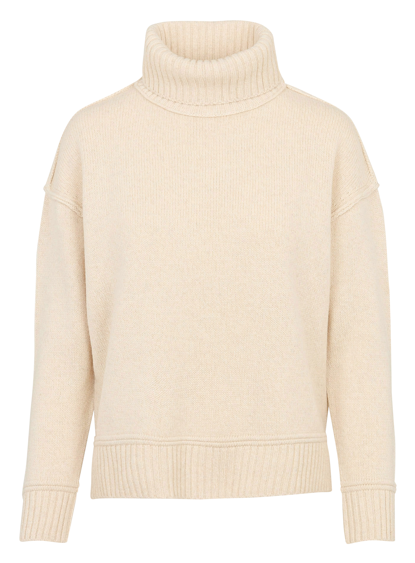 Pull ample col roulé en laine MAISON 123 Beige