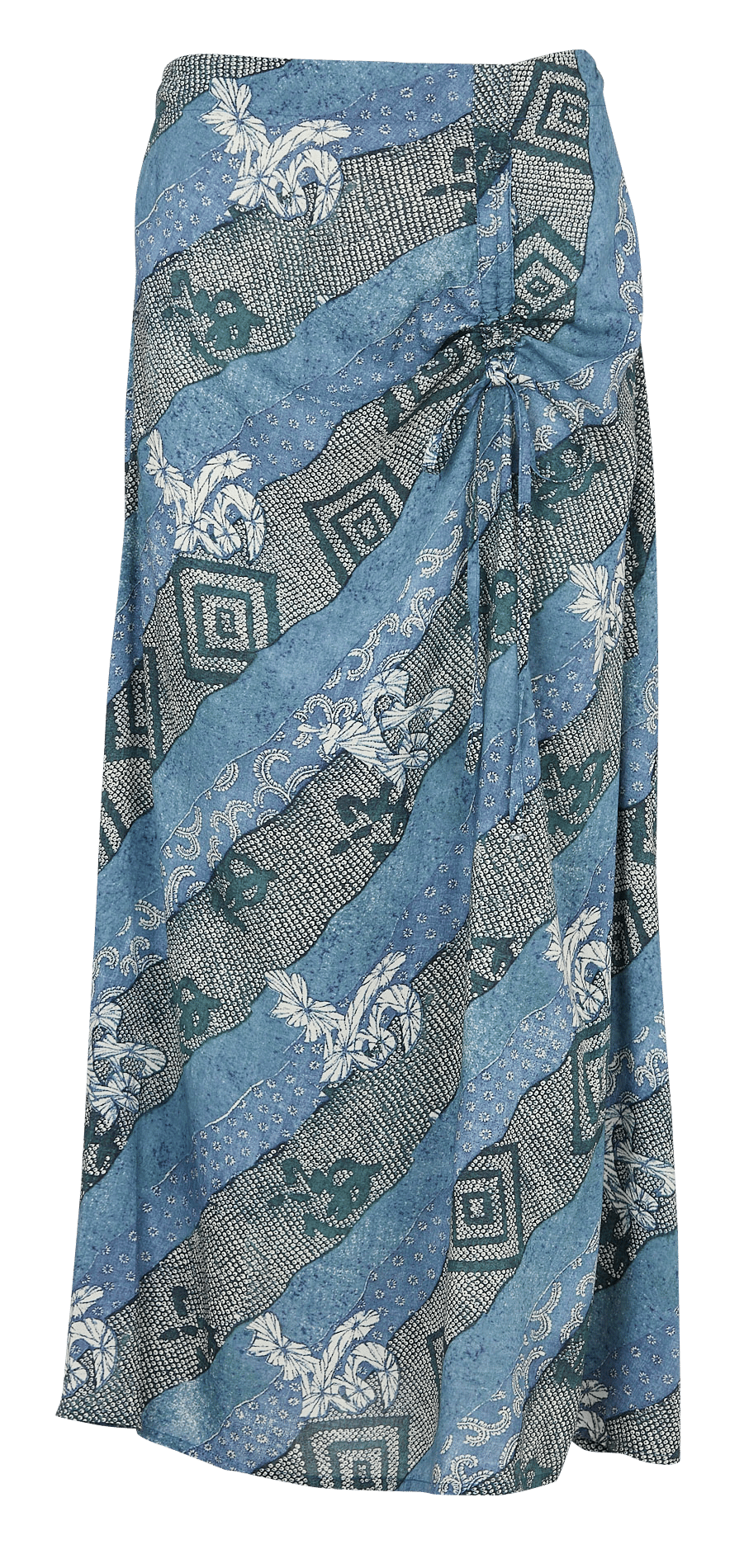 Langer fließender bedruckter Rock mit verstellbarer Passform MAISON HOTEL Blau