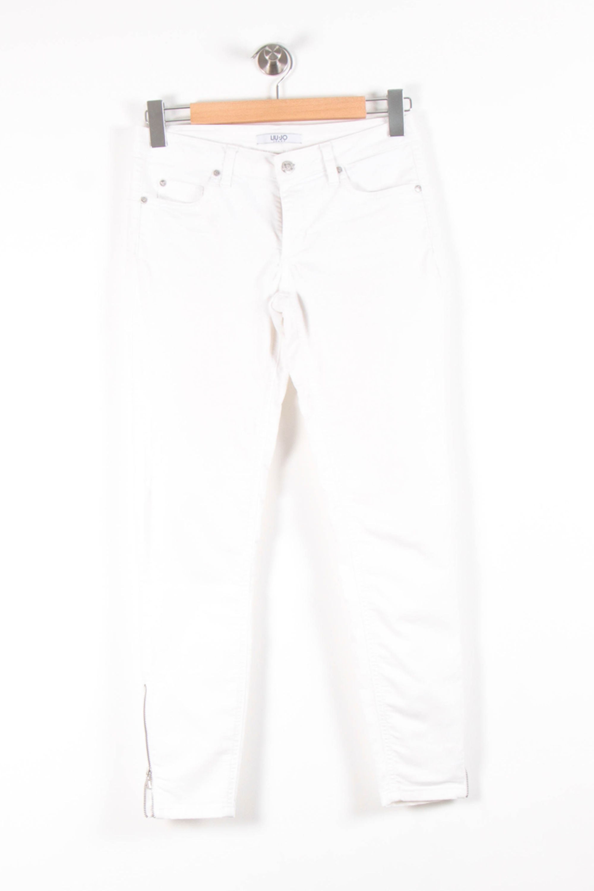 Cropped slim jeans with studs LIU JO - SECONDE MAIN White