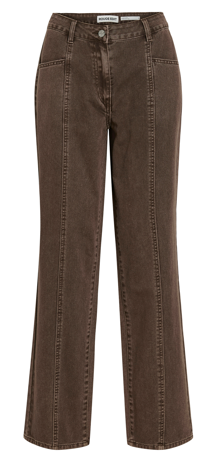 Jean droit en coton et coton recyclé ROUGE EDIT Marron