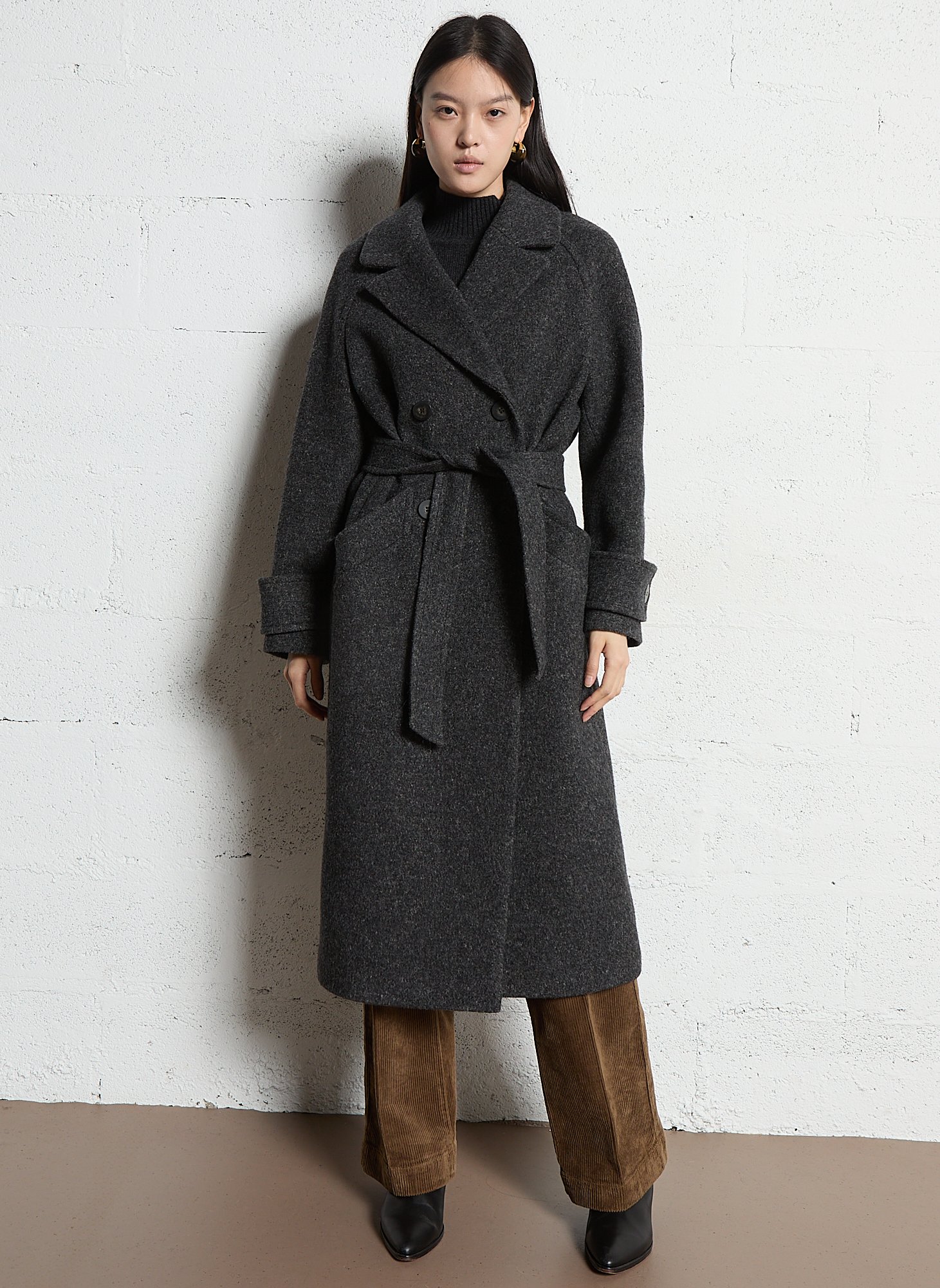 Oversized wool-blend coat with tailored collar MAISON 123 Grey
