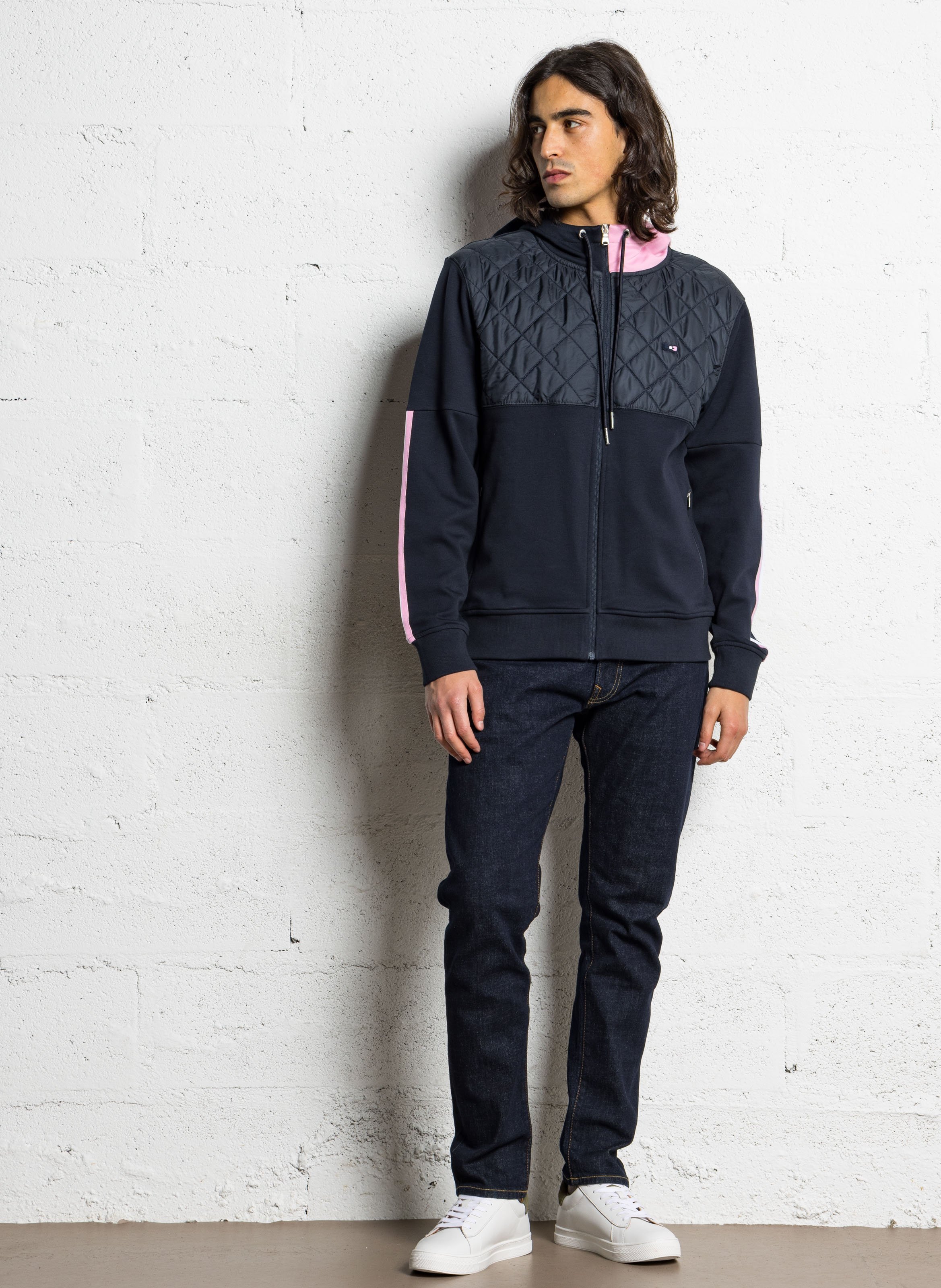 Sweat zippé à capuche en coton mélangé EDEN PARK Rose