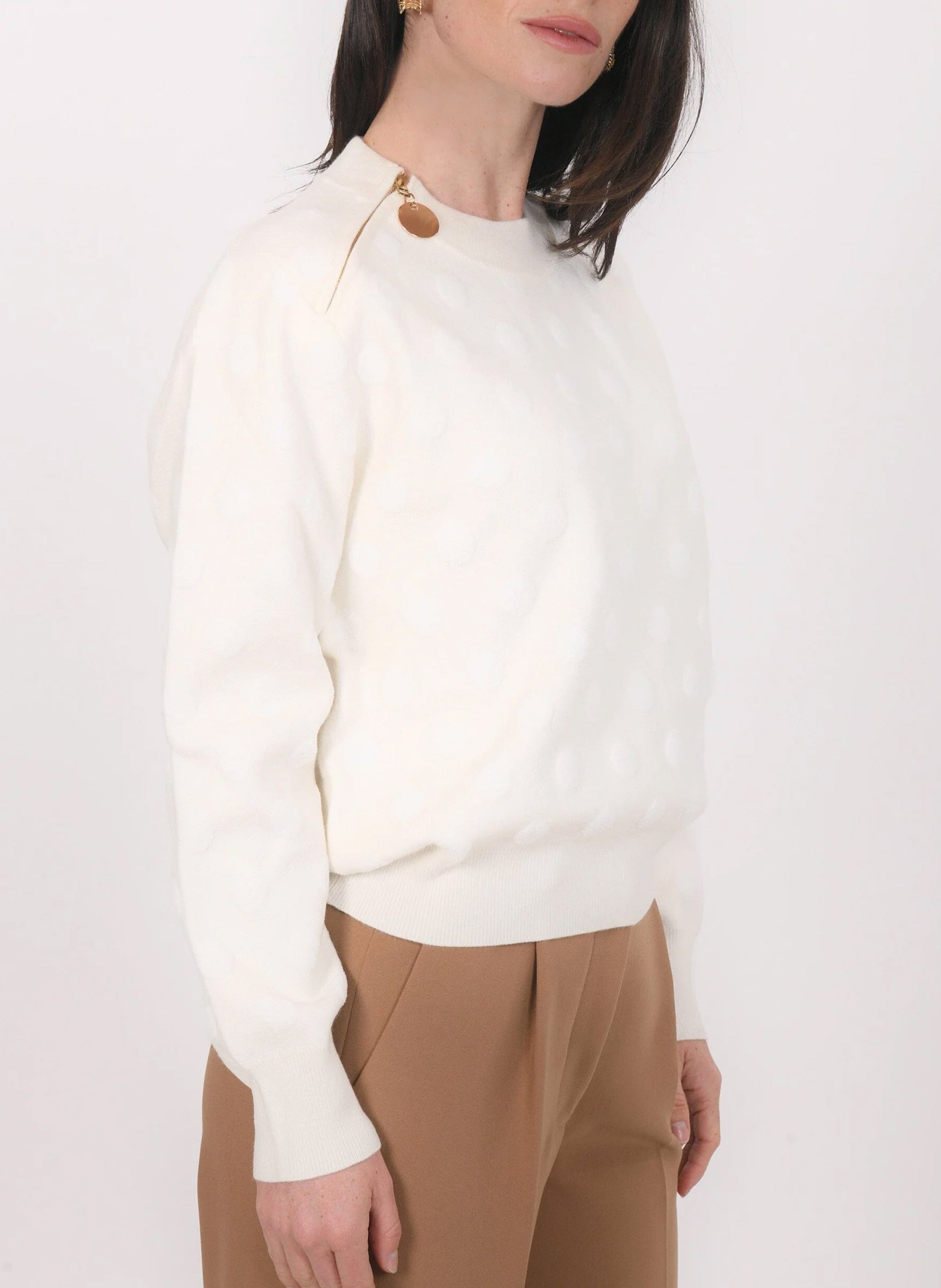 Pull oversize col rond  KOOKAI Blanc