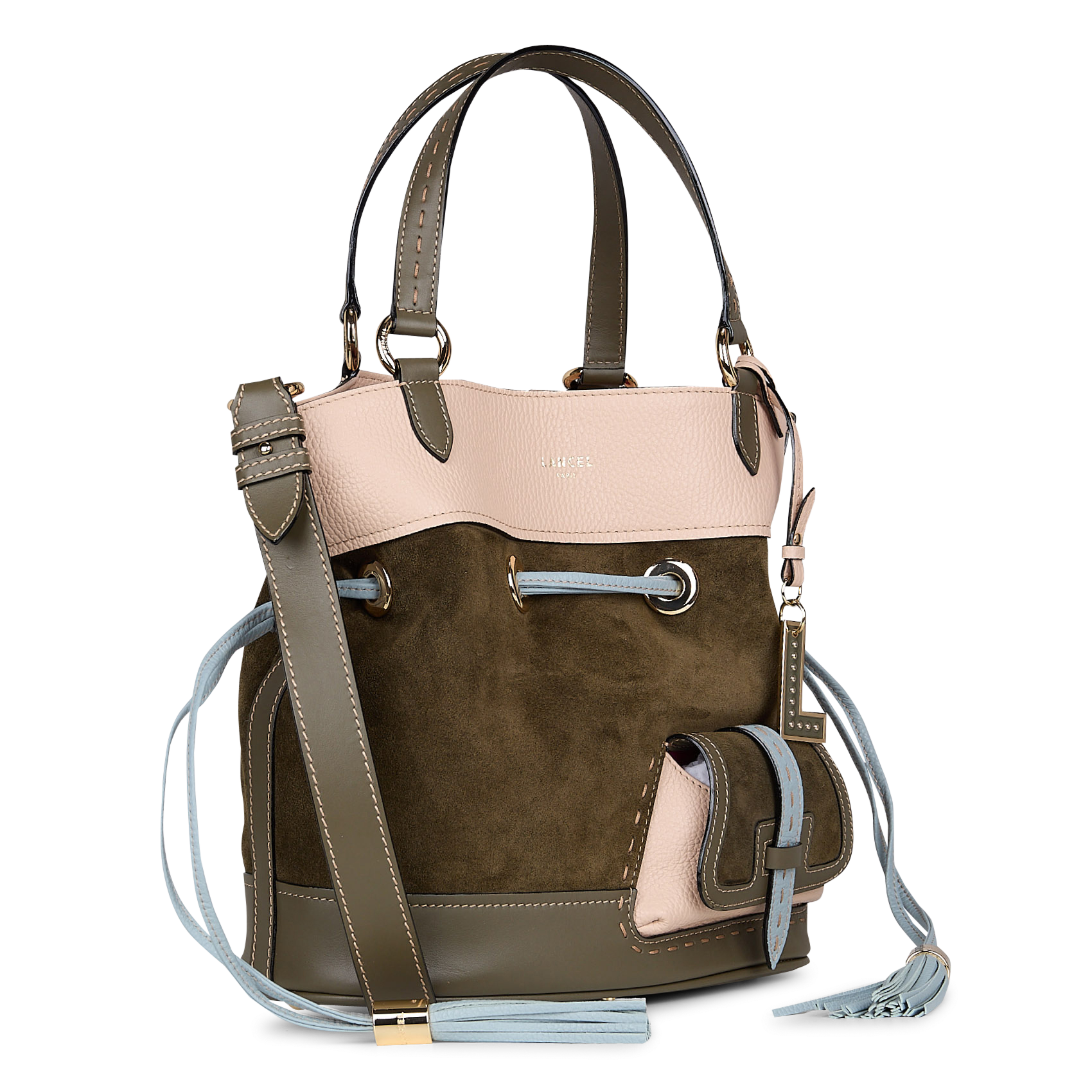Corina leather bucket bag LANCEL Khaki