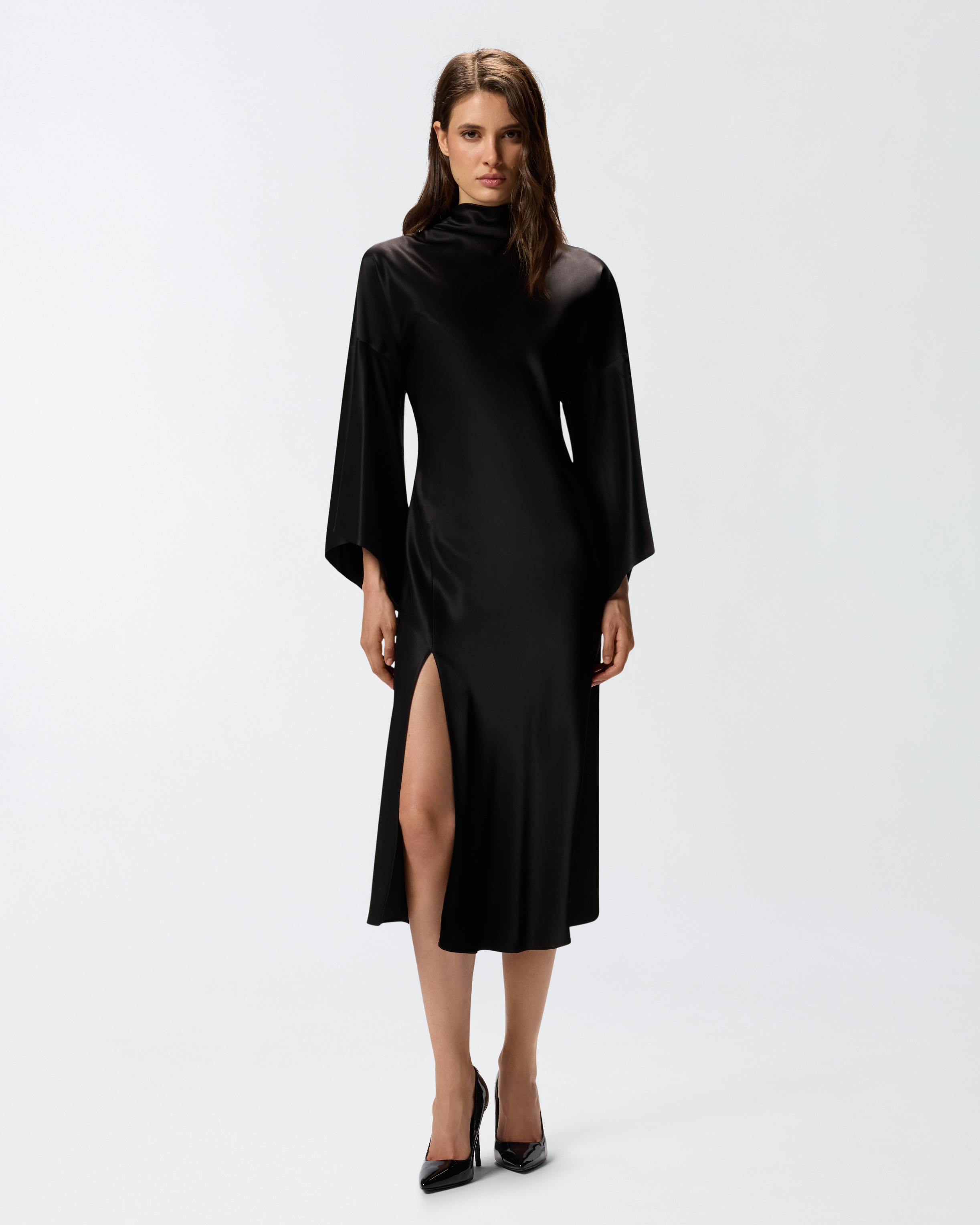 Flowy Long Satin Dress PINKO Black