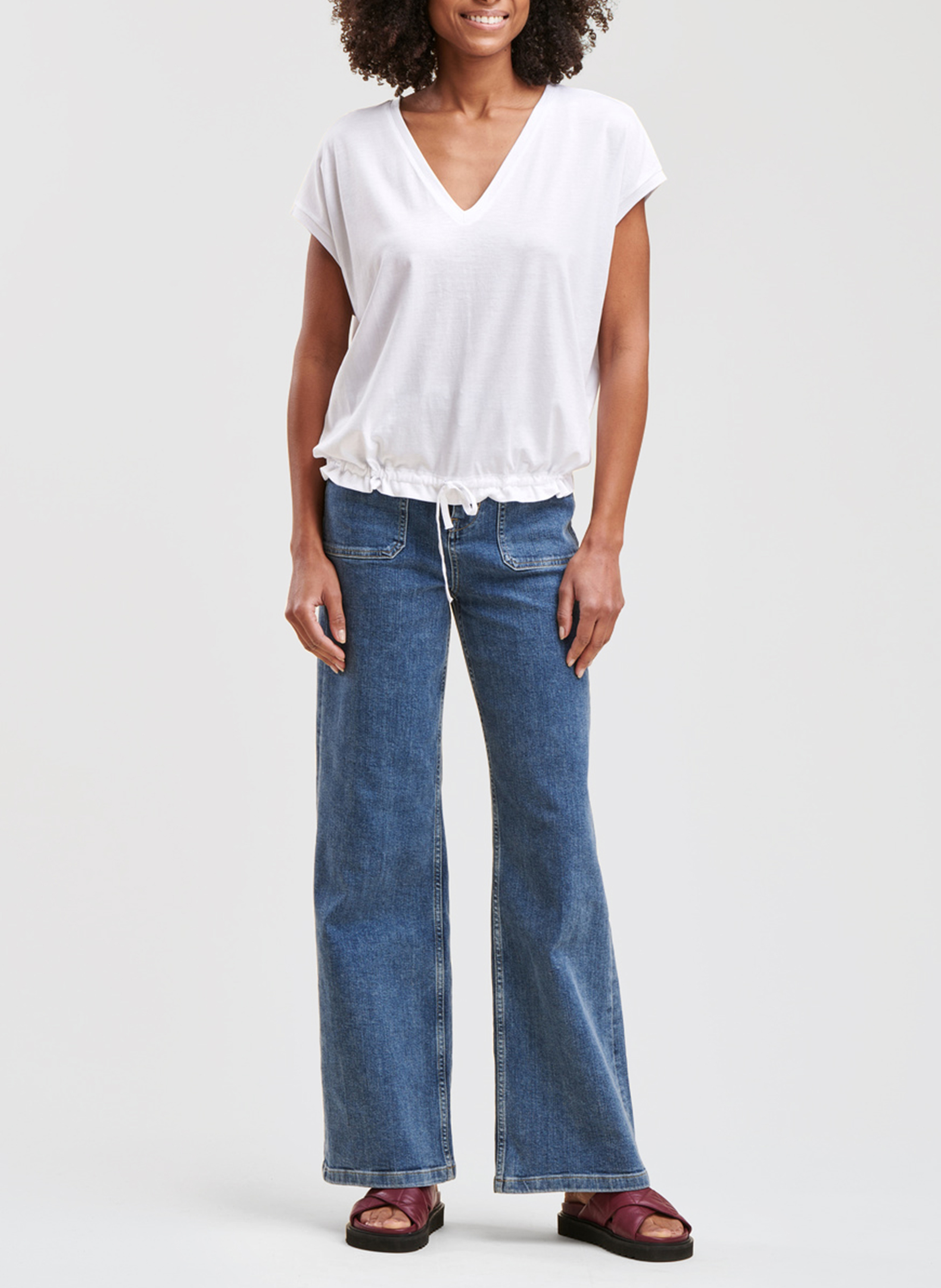 Tee-shirt fluide en coton mélangé  LA FEE MARABOUTEE Blanc