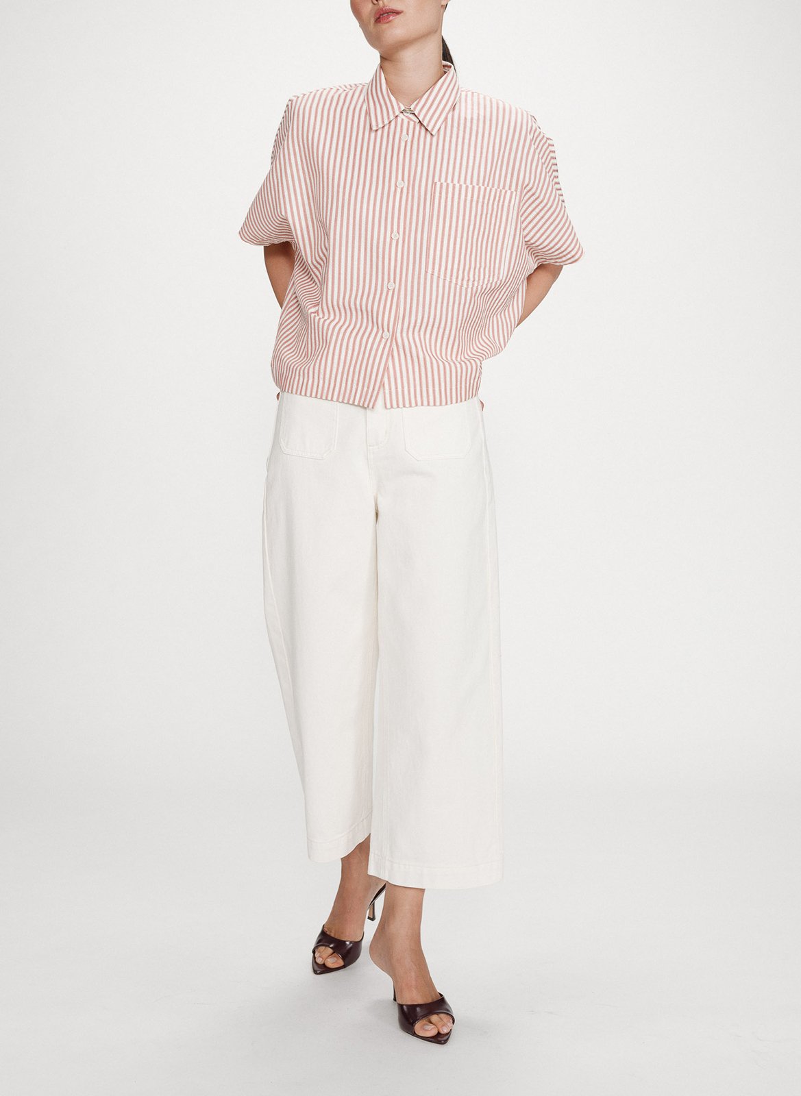 Chemise col classique en coton mélangé GRACE ET MILA Rose