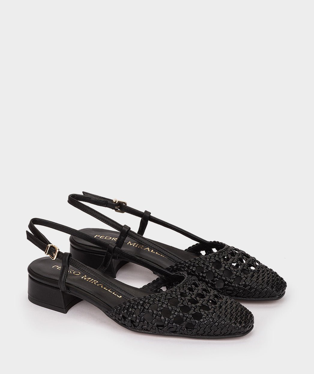 Black woven high heels. PEDRO MIRALLES Black