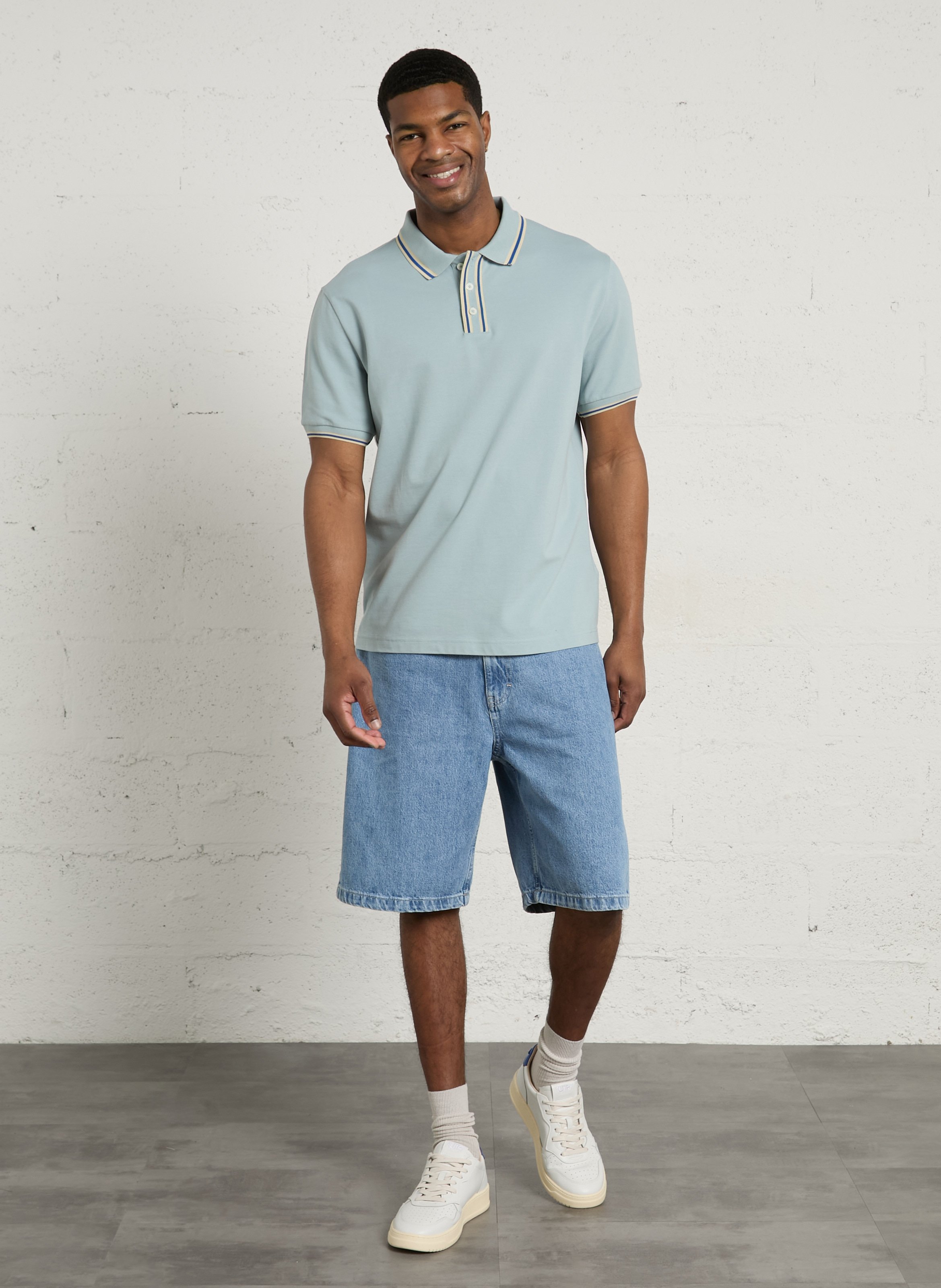 Short-sleeved polo with striped details PAUL SMITH Blue