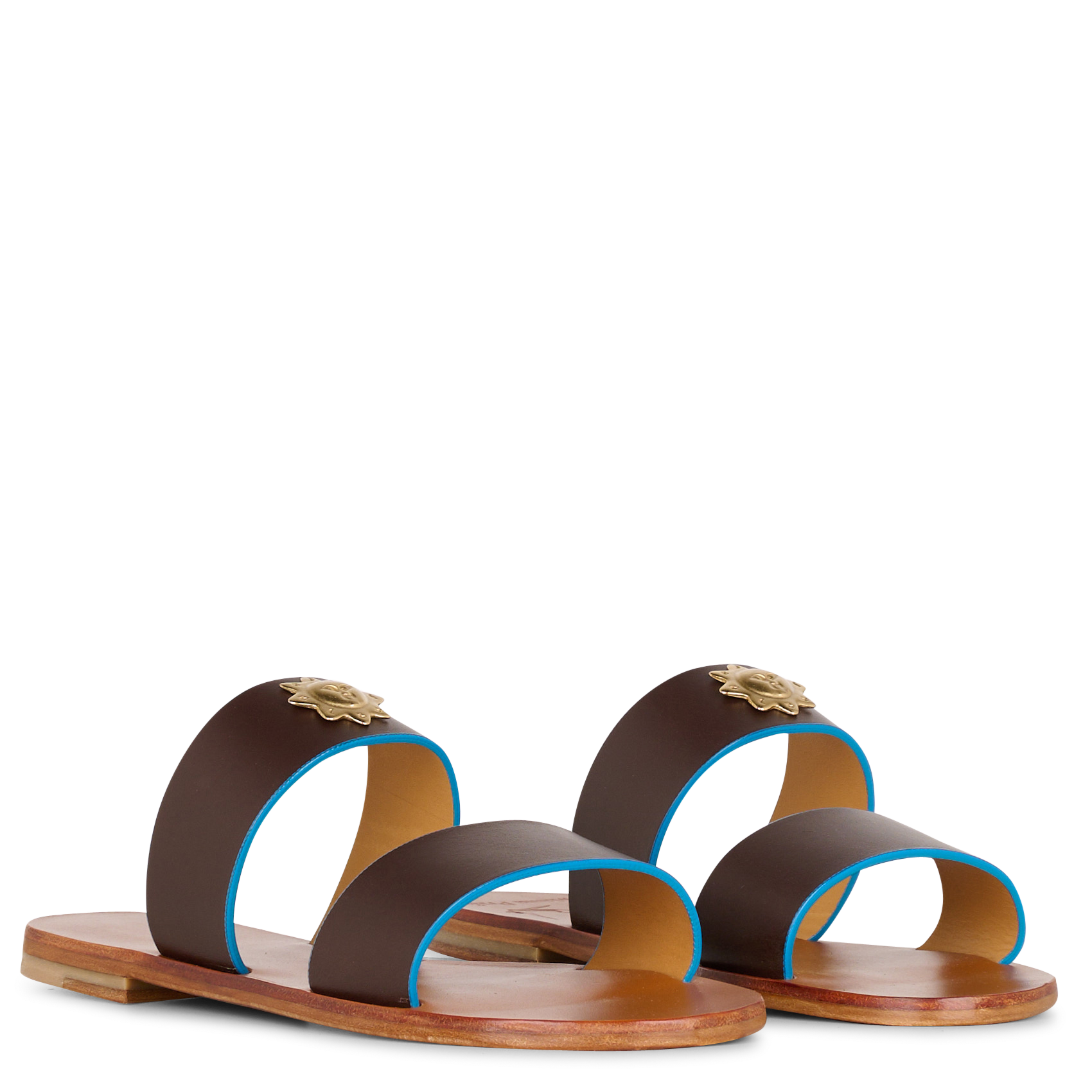 Platte, leren instappers MAMA PRAIA Bruin