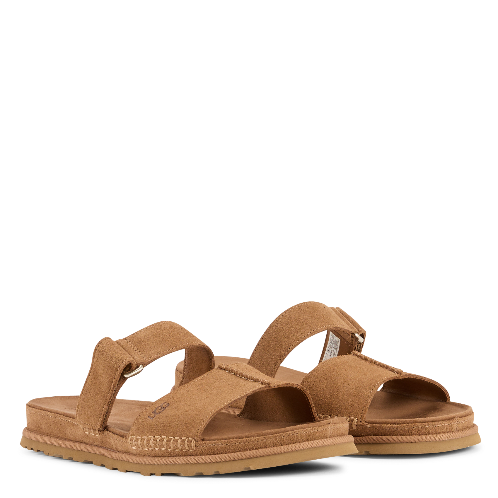 Flache Sandalen mit Klettverschluss aus Wildleder UGG Braun