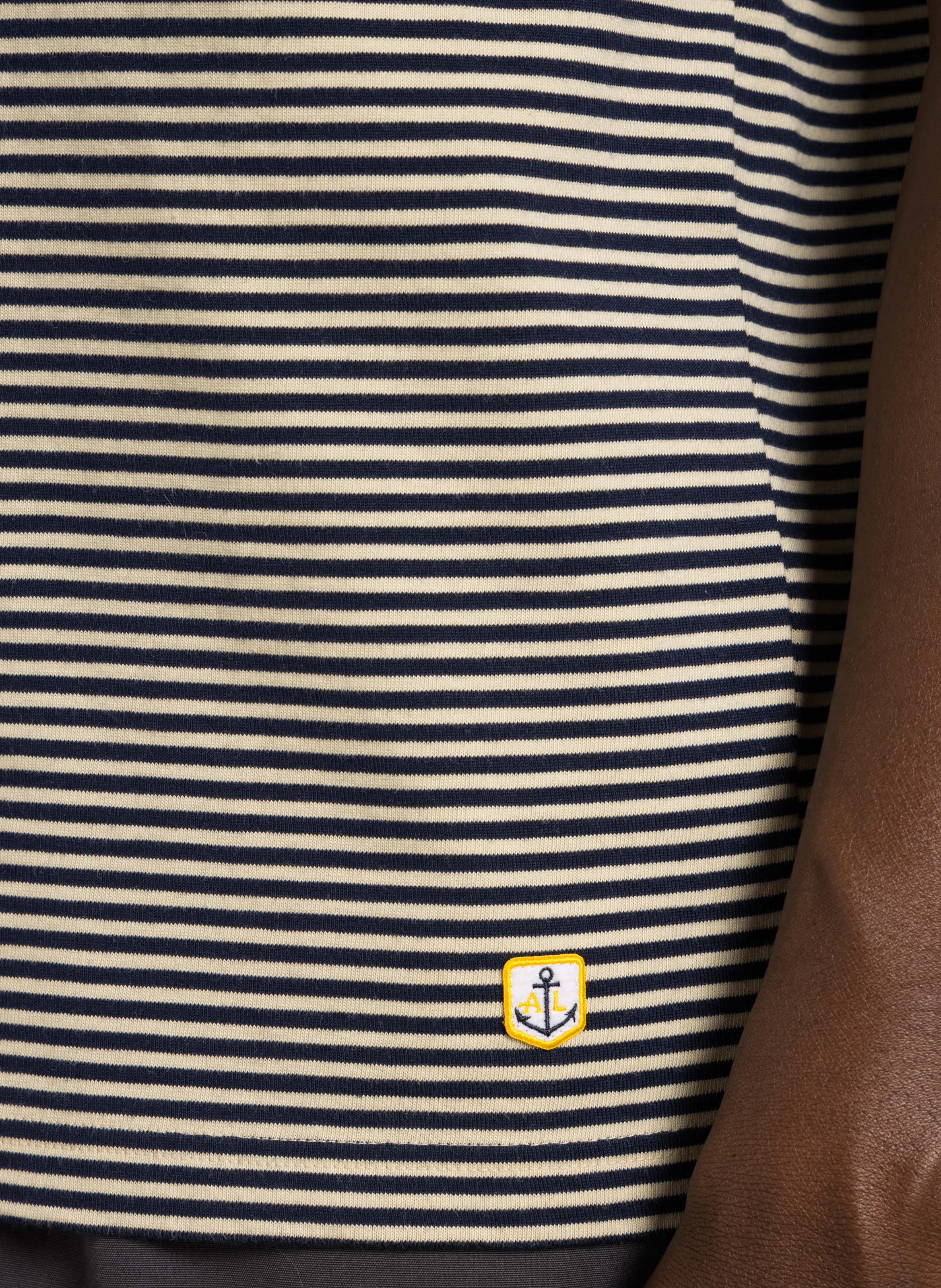 Gerade geschnittenes Rundhals-T-Shirt aus Baumwolle mit Streifen ARMOR LUX Beige