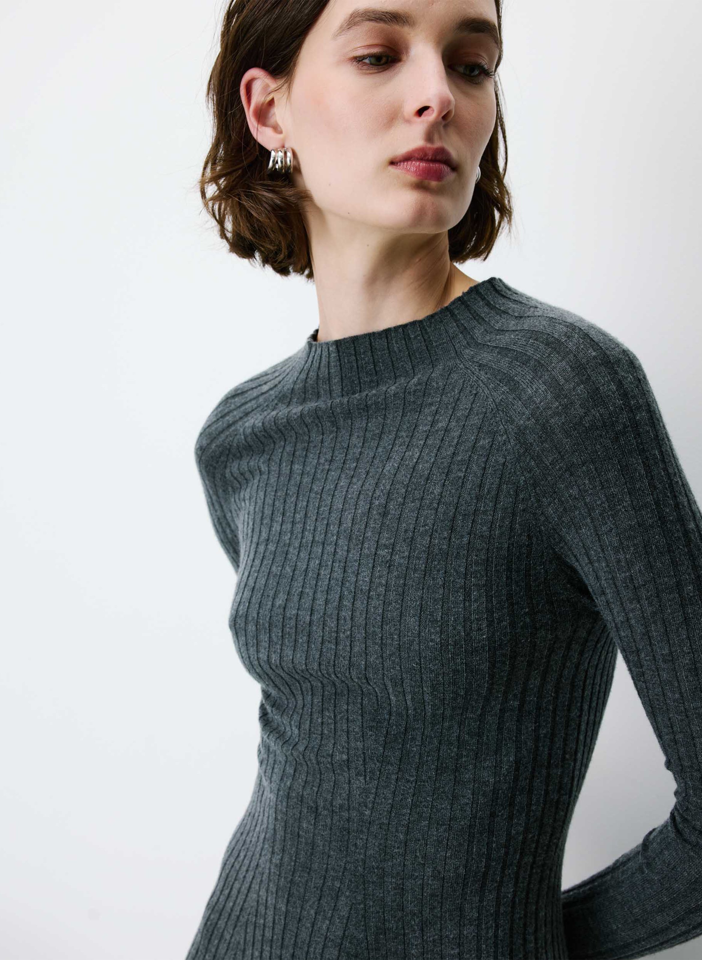 Long round-neck knit dress GRACE ET MILA Black