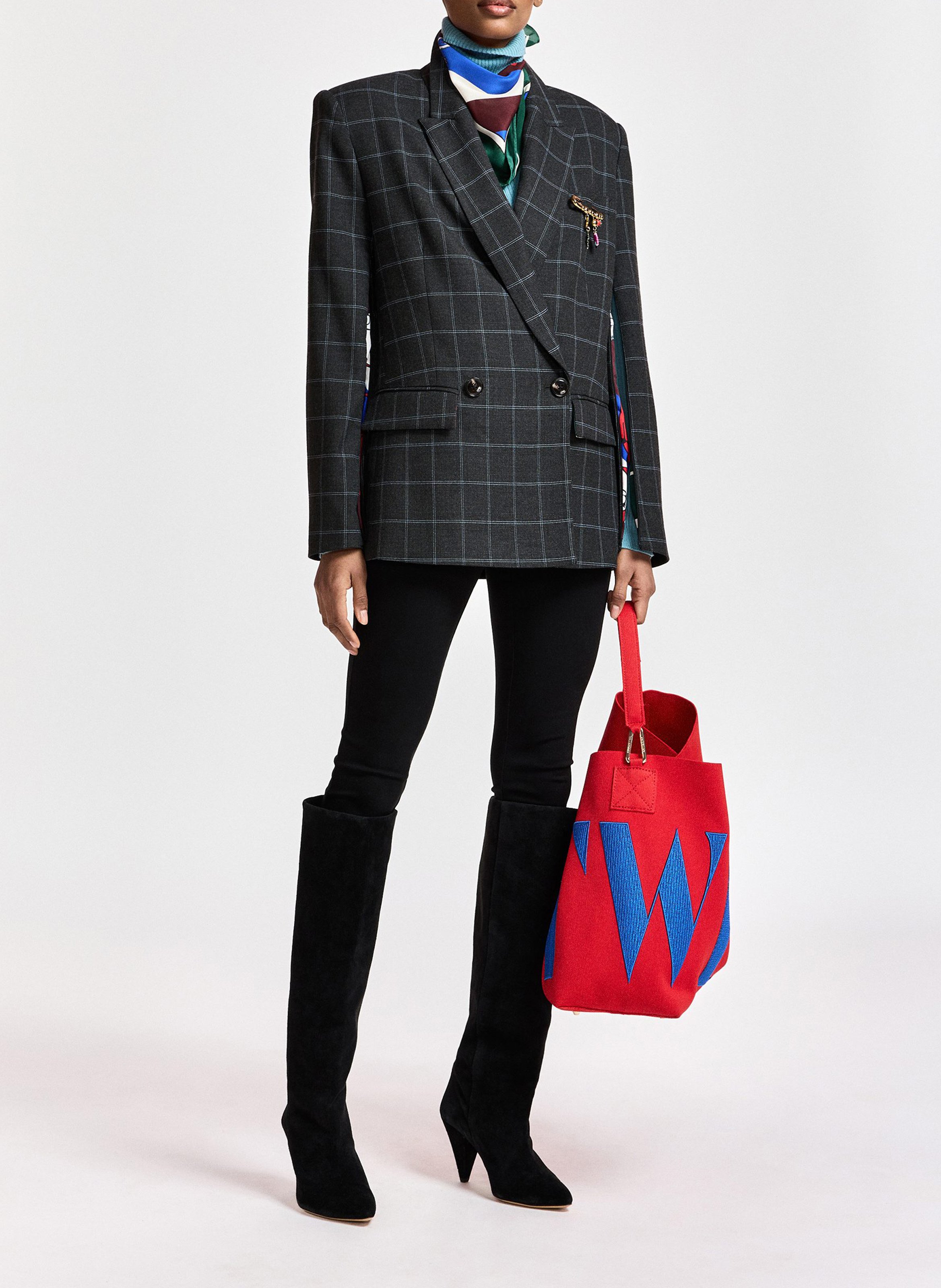 Oversized blazer with checkered lapel ESSENTIEL ANTWERP Grey