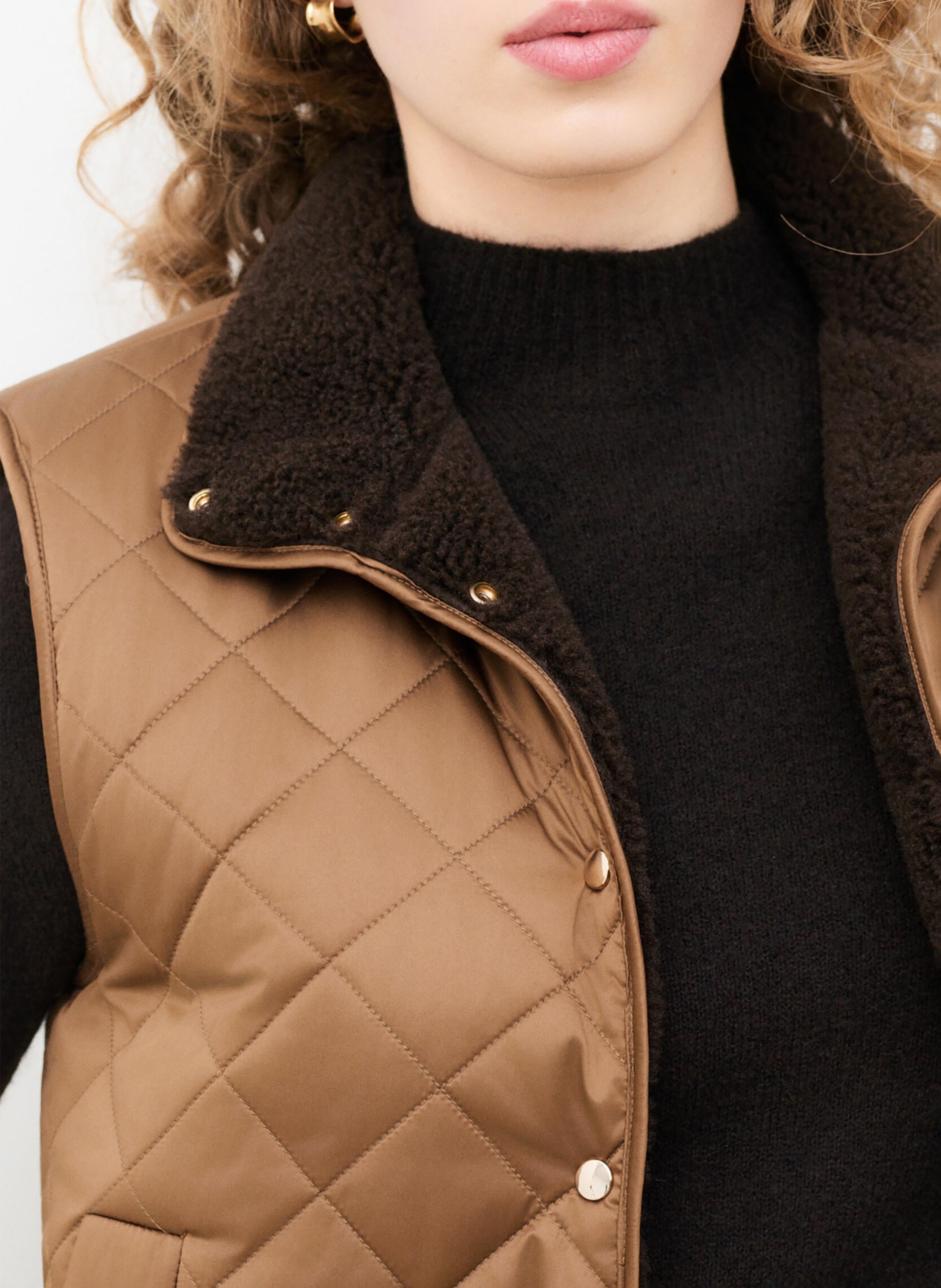 Manteau sans manches uni CAROLL Marron