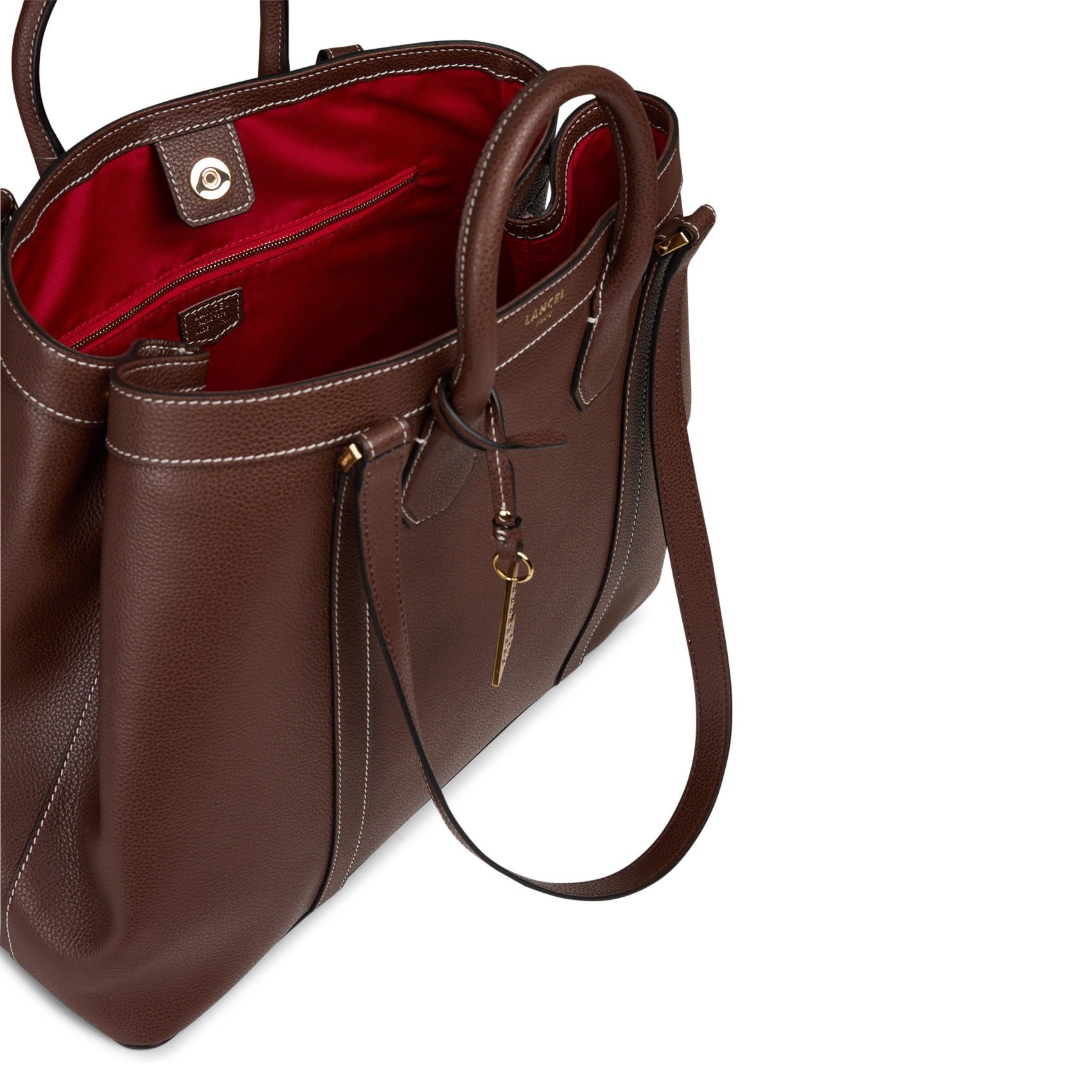 Einfarbige Shopper-Tasche aus genarbtem Leder | Braun LANCEL Damen