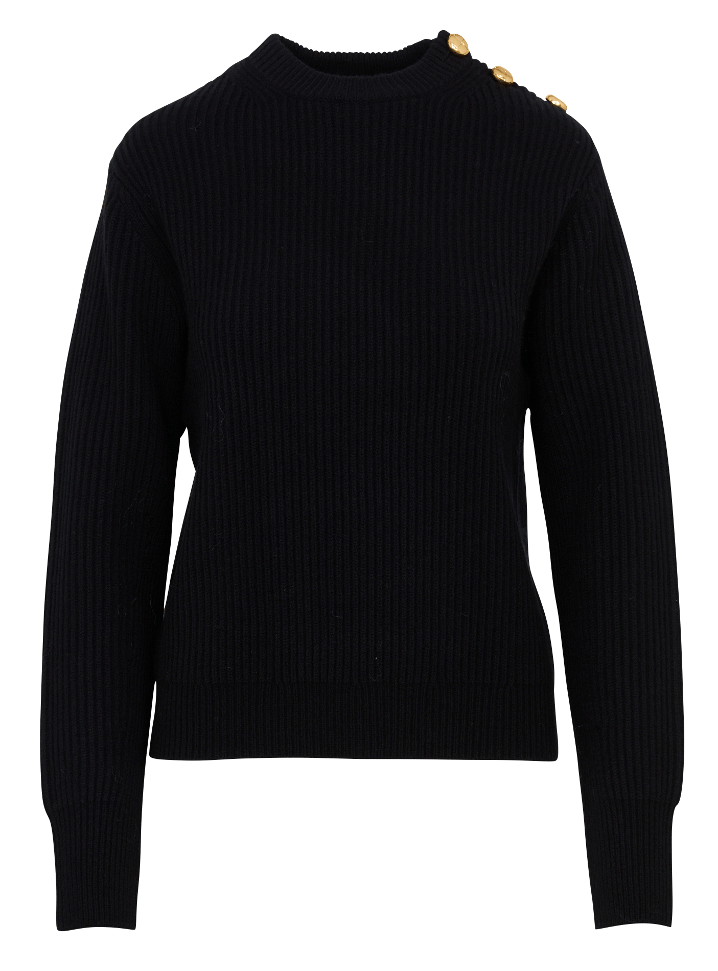 Pull en maille côtelé de laine LAURENCE BRAS Noir
