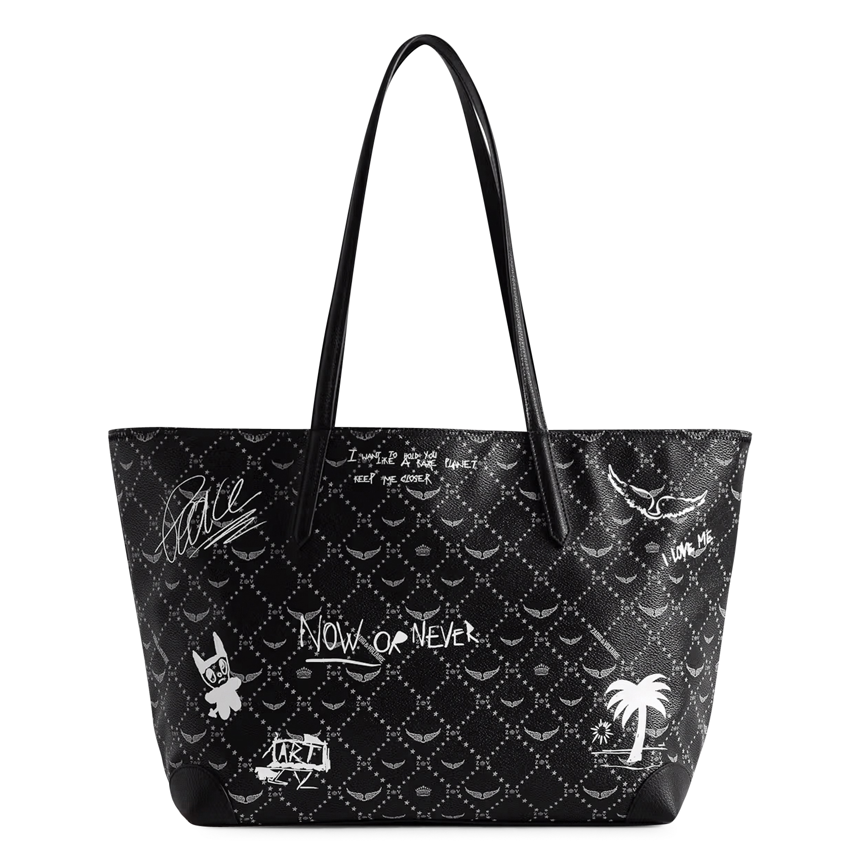 Sac cabas imprimé ZADIG&VOLTAIRE Noir