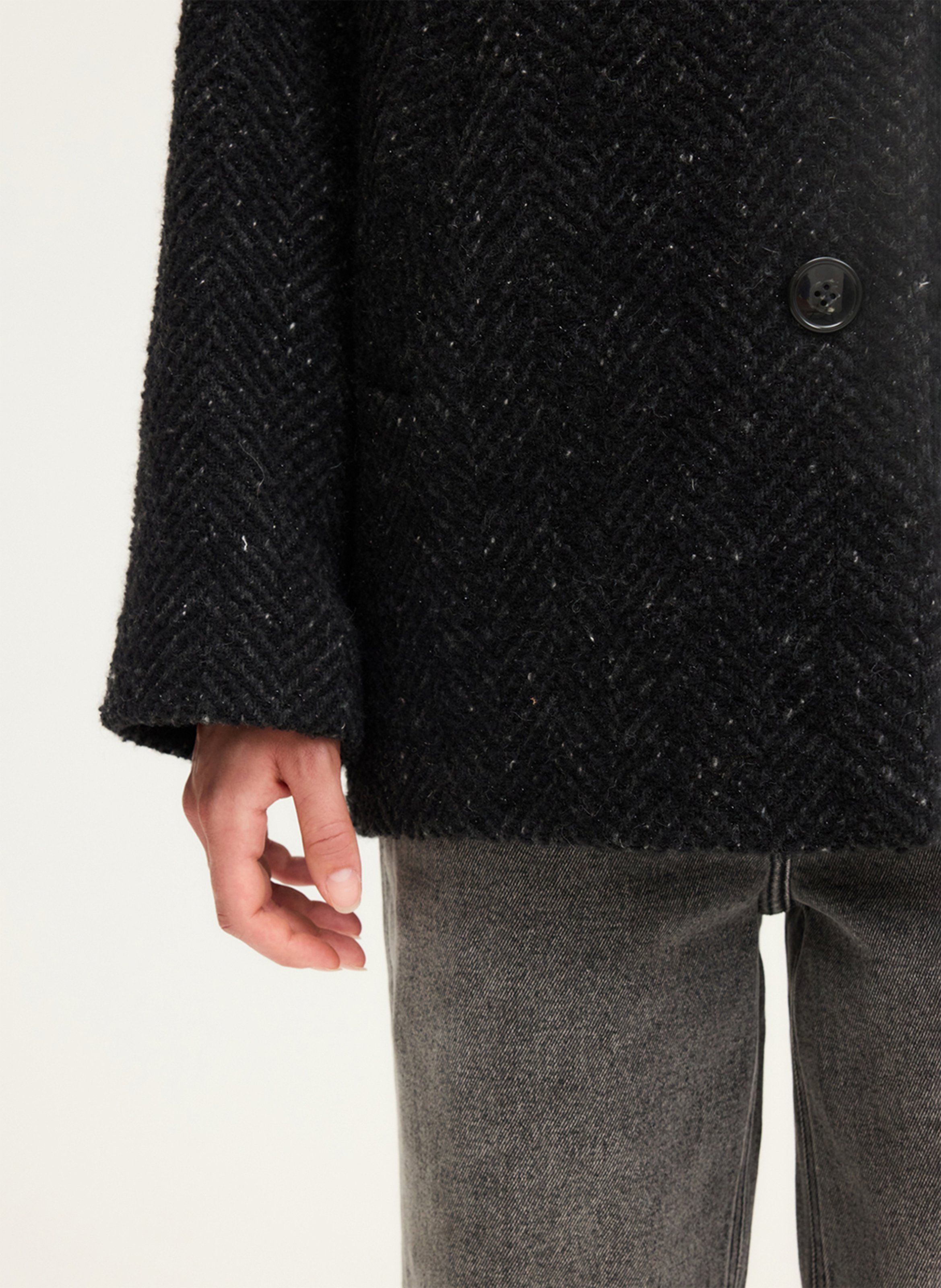 Manteau col tailleur en laine mélangée PABLO Noir