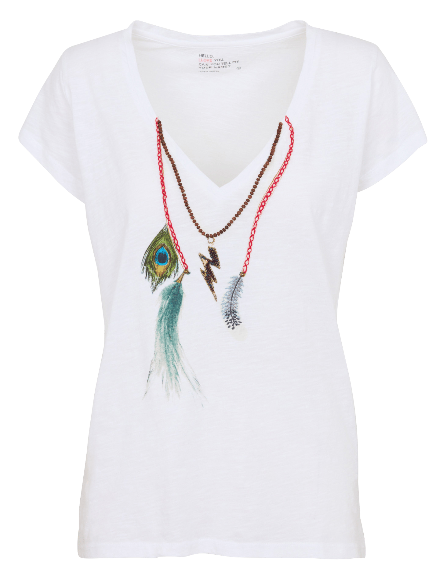 Tee-shirt brodé en coton bio LEON & HARPER Blanc