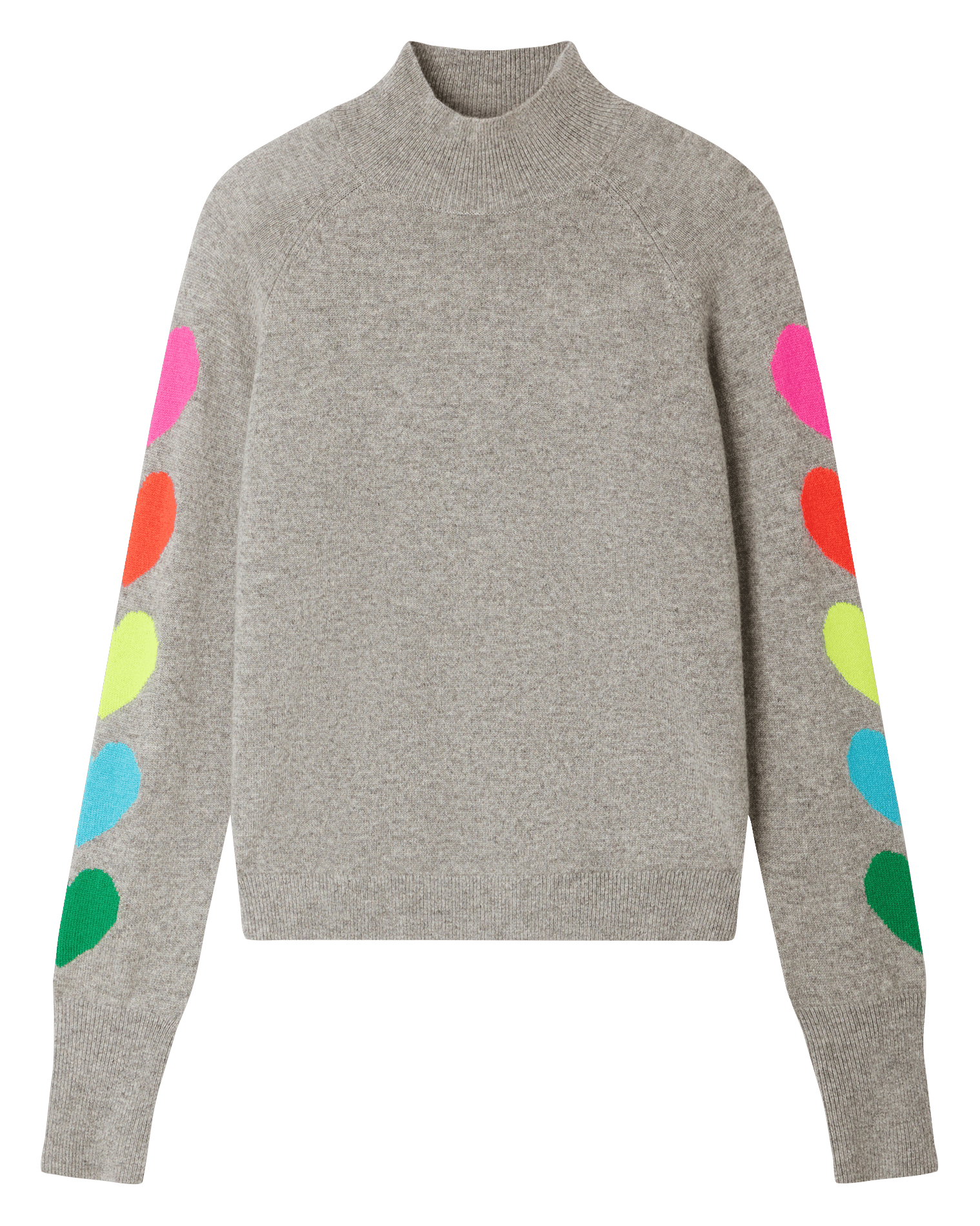 Pull à motifs cœurs en cachemire FROM FUTURE Gris