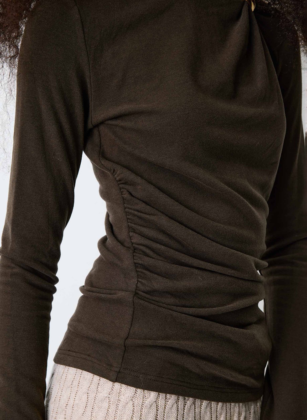 T-shirt manches longues drapé GRACE ET MILA Marron