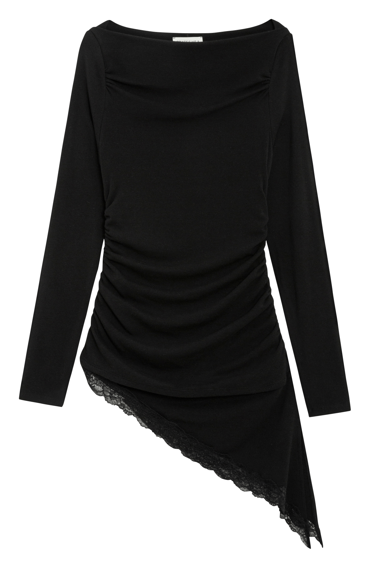 T-shirt manches longues cintré asymétrique GRACE ET MILA Noir