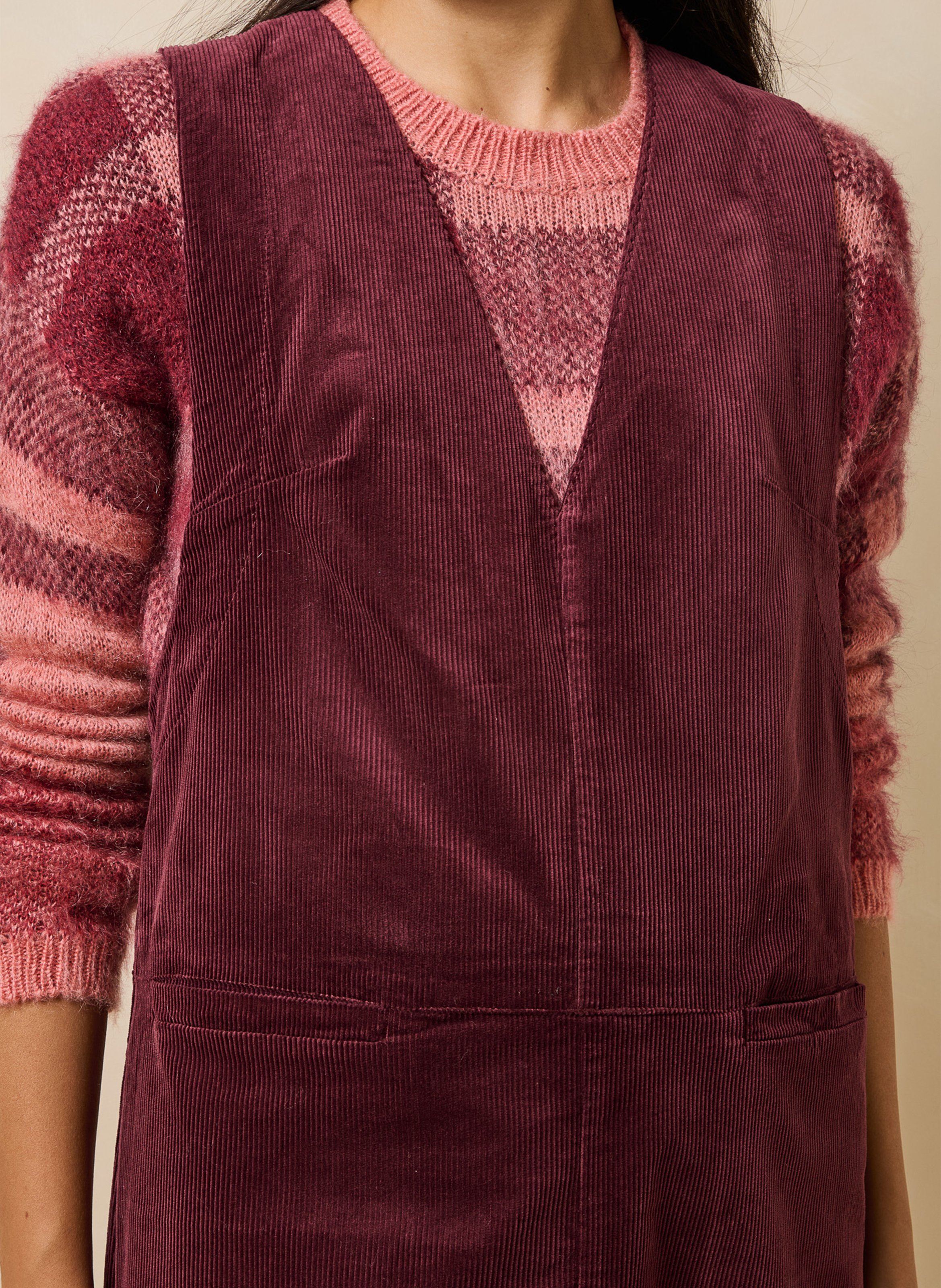 Short ribbed V-neck dress in a cotton blend LA FEE MARABOUTEE Red