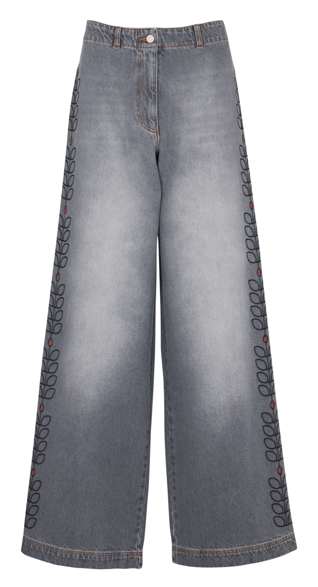 Wide jeans met katoenen randdetails TINSELS Grijs