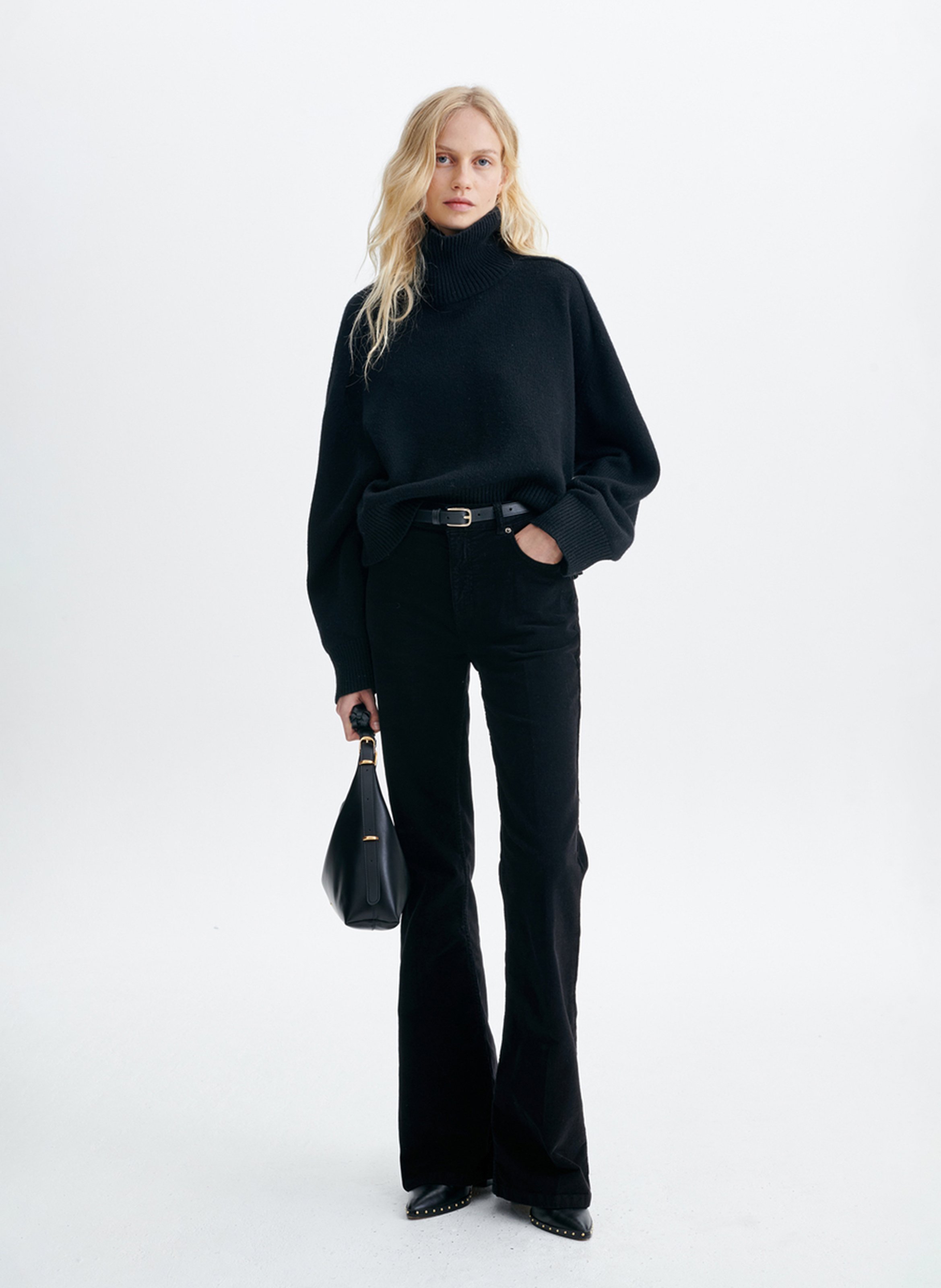 Cropped Rollkragenpullover aus Wolle und Yak-Wolle VANESSA BRUNO Schwarz