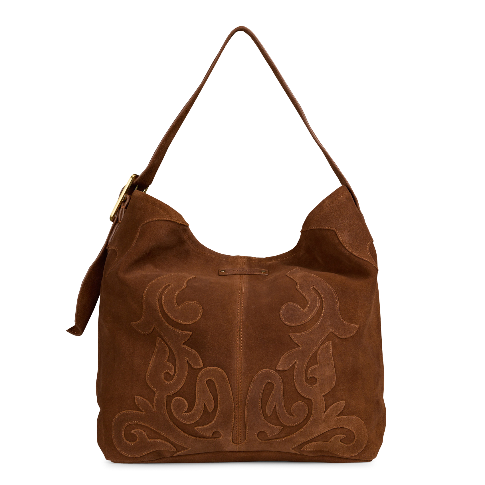 Sac porté épaule brodé en cuir LA PETITE ETOILE Marron