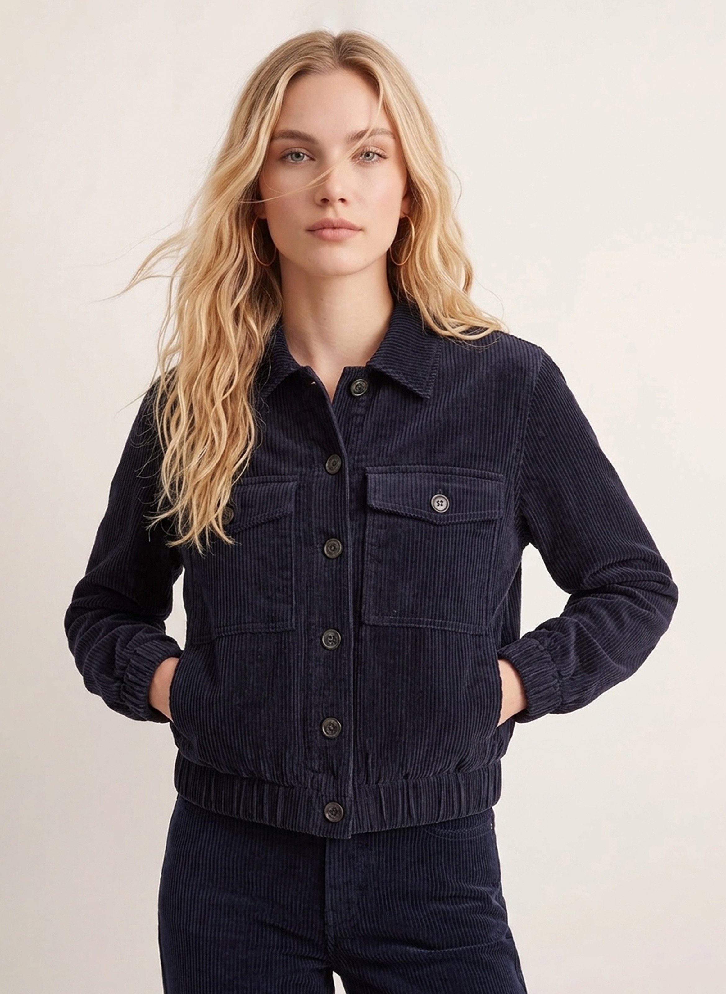 Straight corduroy cotton jacket KOOKAI Blue