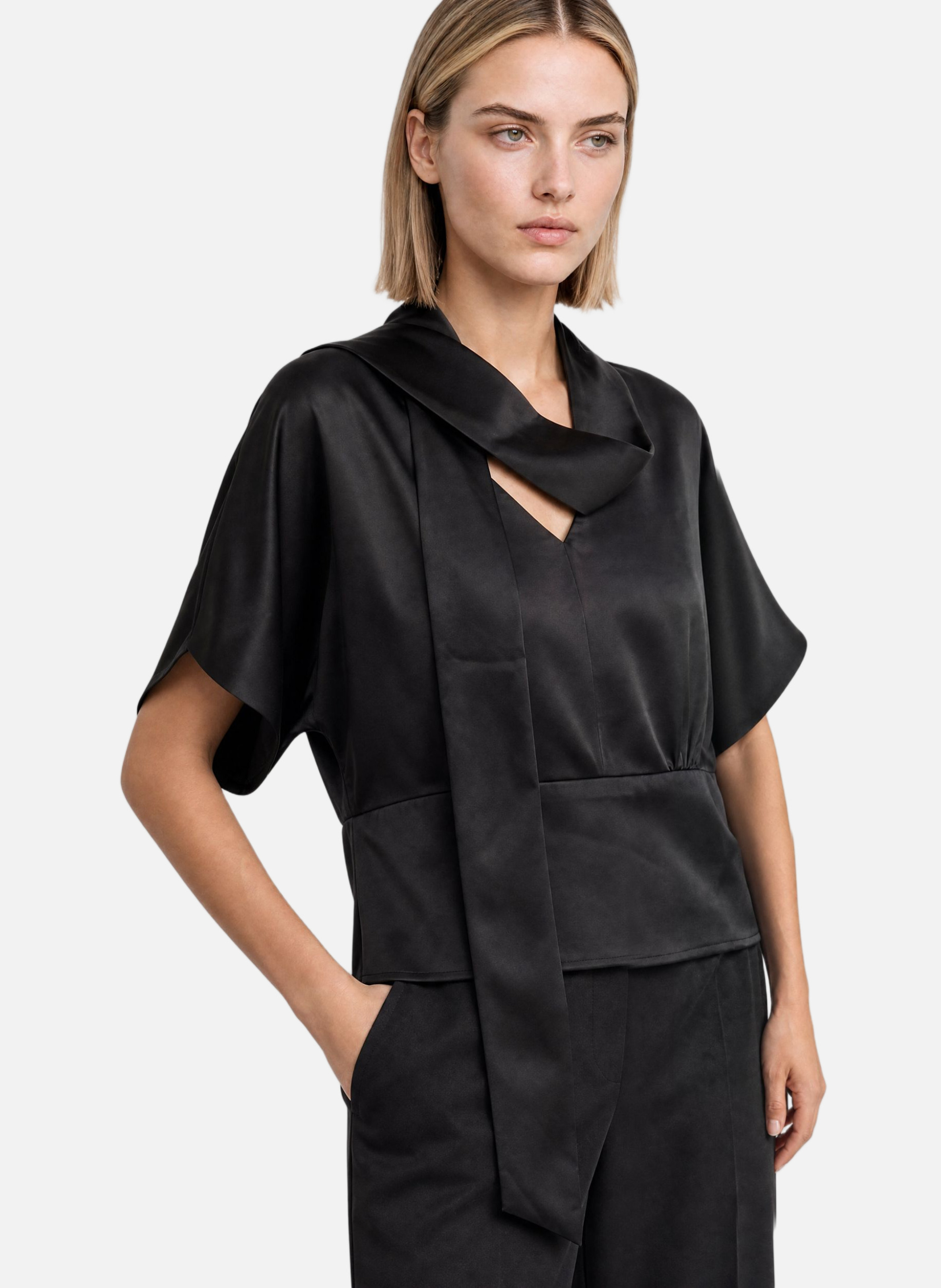 Satin top with lavallière tie THE KOOPLES Black