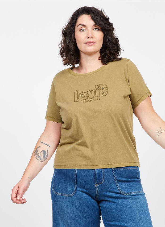LEVI'S Katoenen T-shirt met ronde hals en borduursel | Bruin