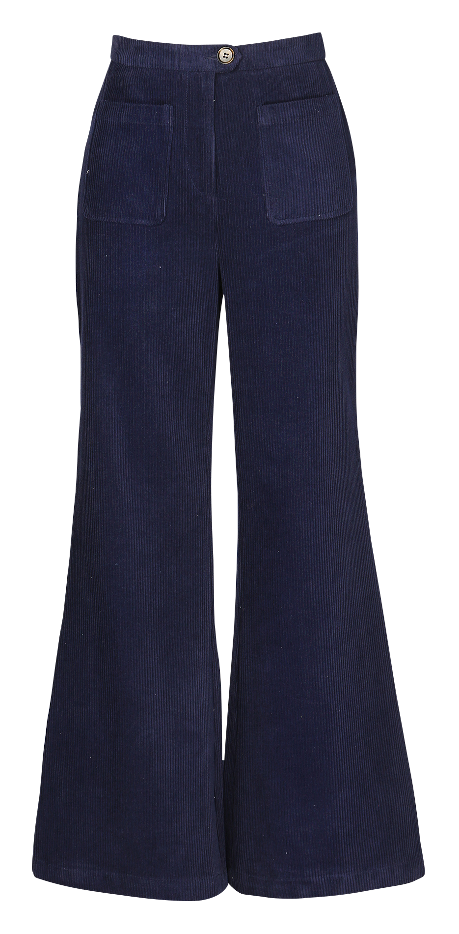 High-waisted Corduroy Pants Bleu Marine 