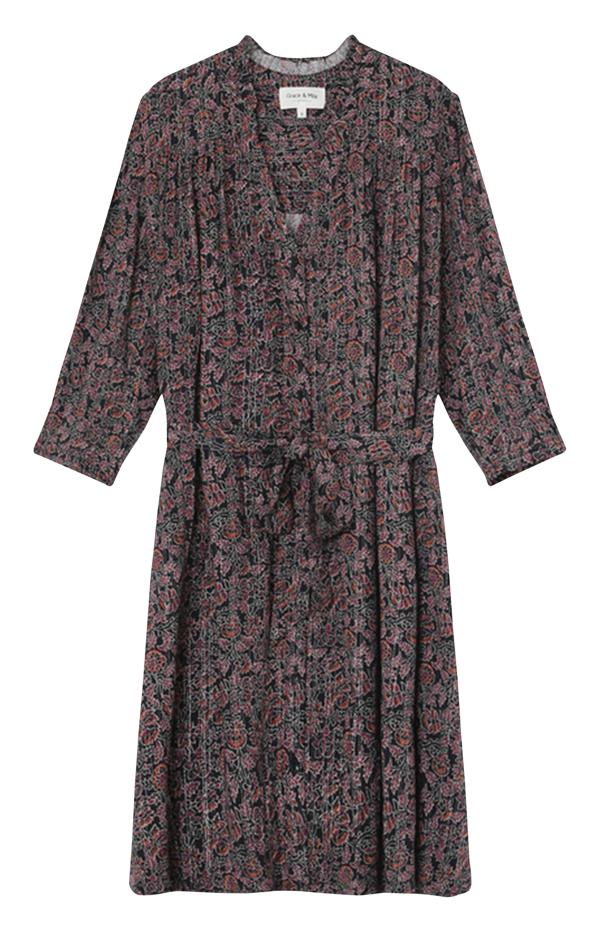 Short printed V-neck dress GRACE ET MILA Black