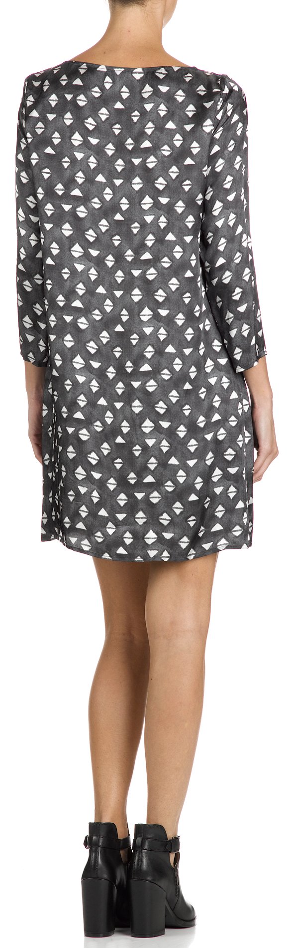 Printed straight dress ATTIC AND BARN Black