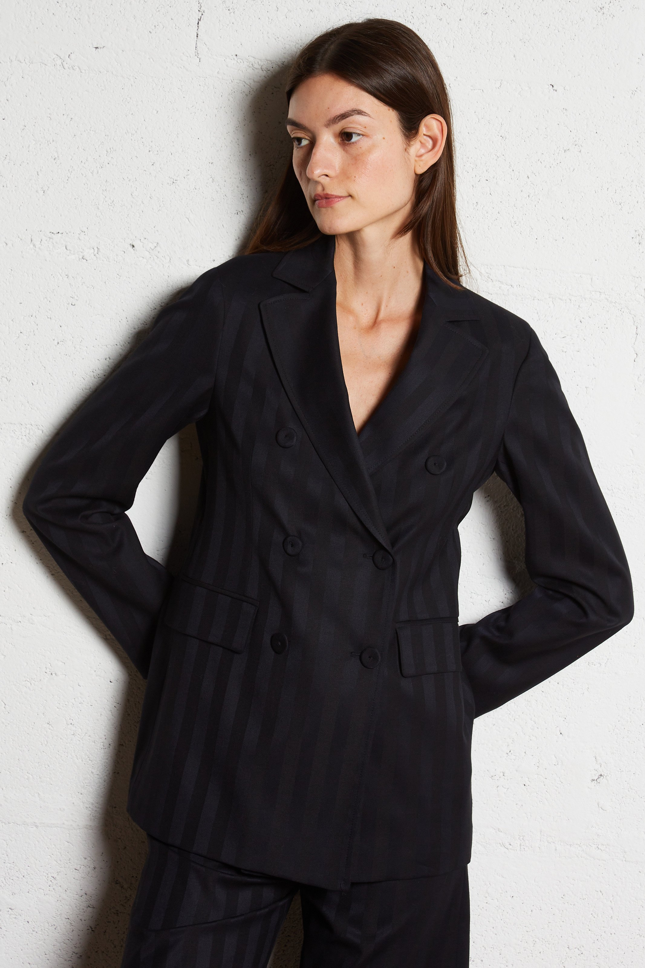 Veste de tailleur droite rayée  DIEGA Bleu