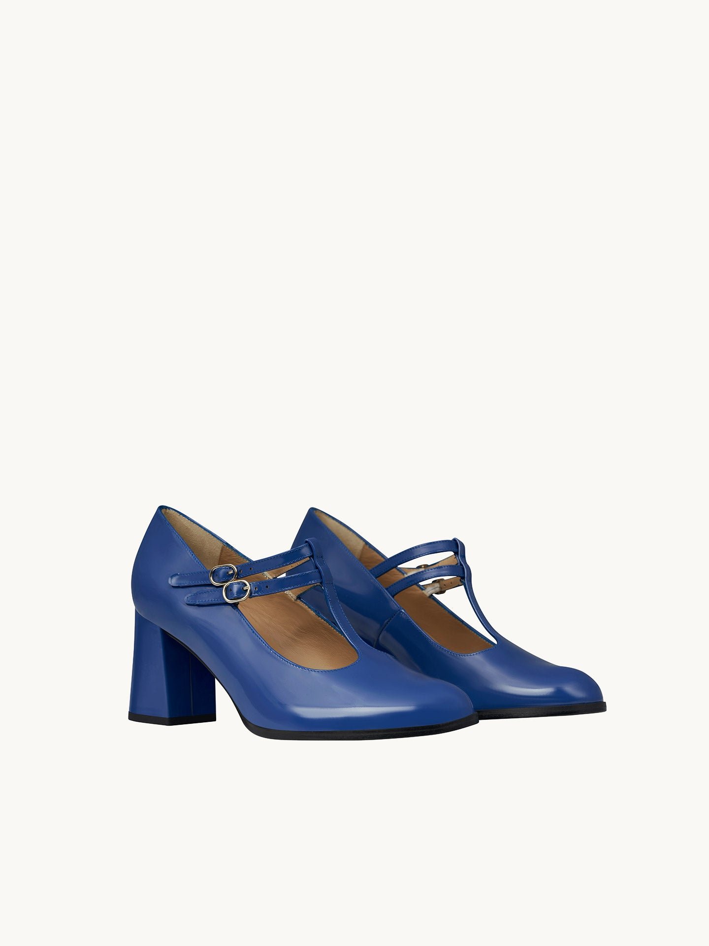 Babies with patent leather T-strap heels EMZI PARIS Blue
